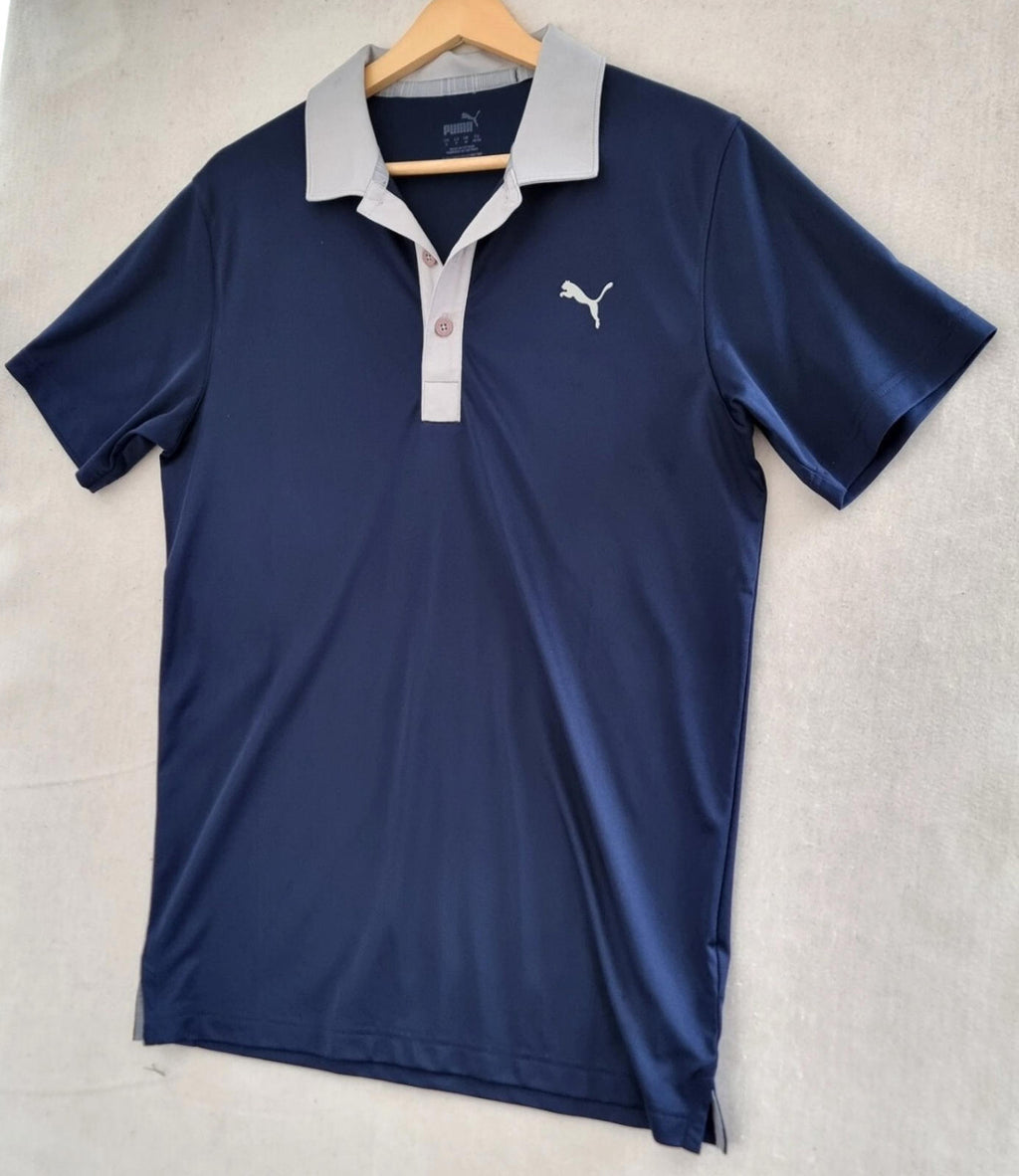 Puma Golf Polo Shirt Men's UK Size M Blue Short Sleeve
