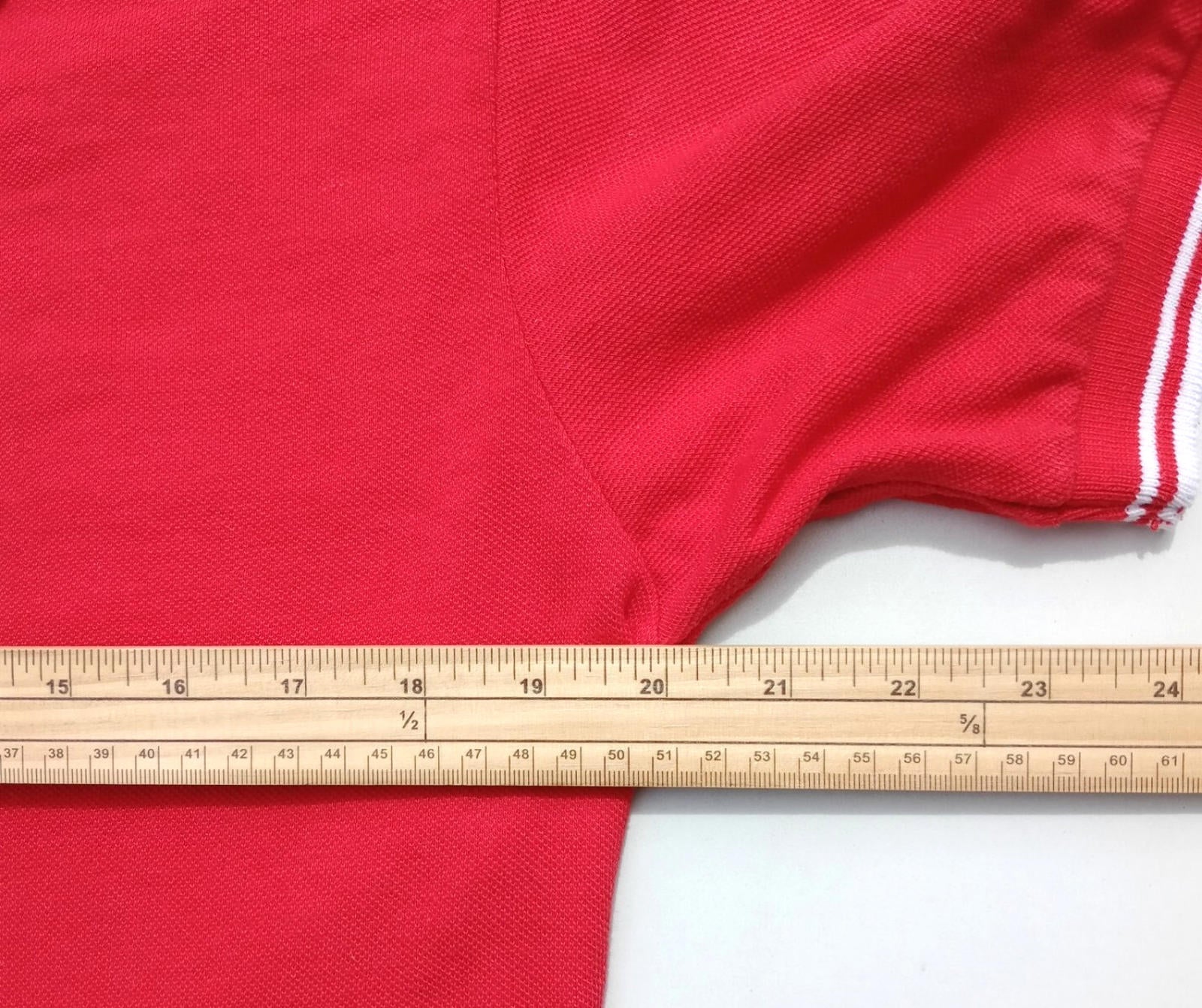 Asics Polo Shirt Men's UK Size S Red Short Sleeve Embroided Logo Cotton Blend