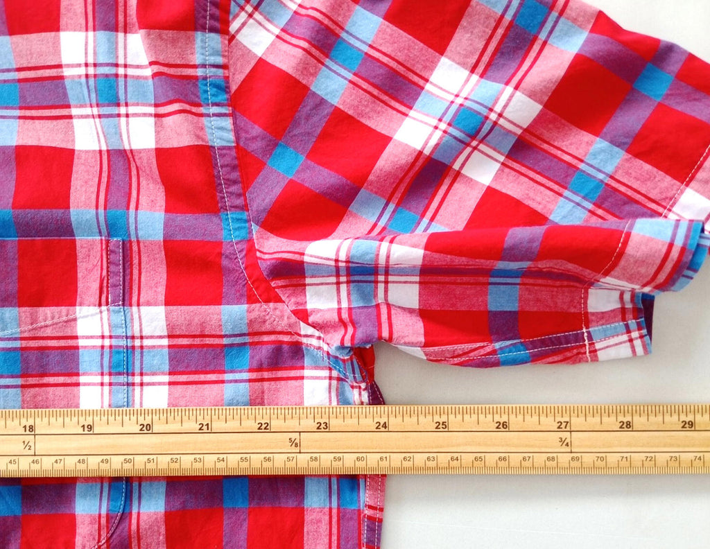 Tommy Hilfiger Shirt Men's UK Size L Red Check Short Sleeve Pockets 100% Cotton