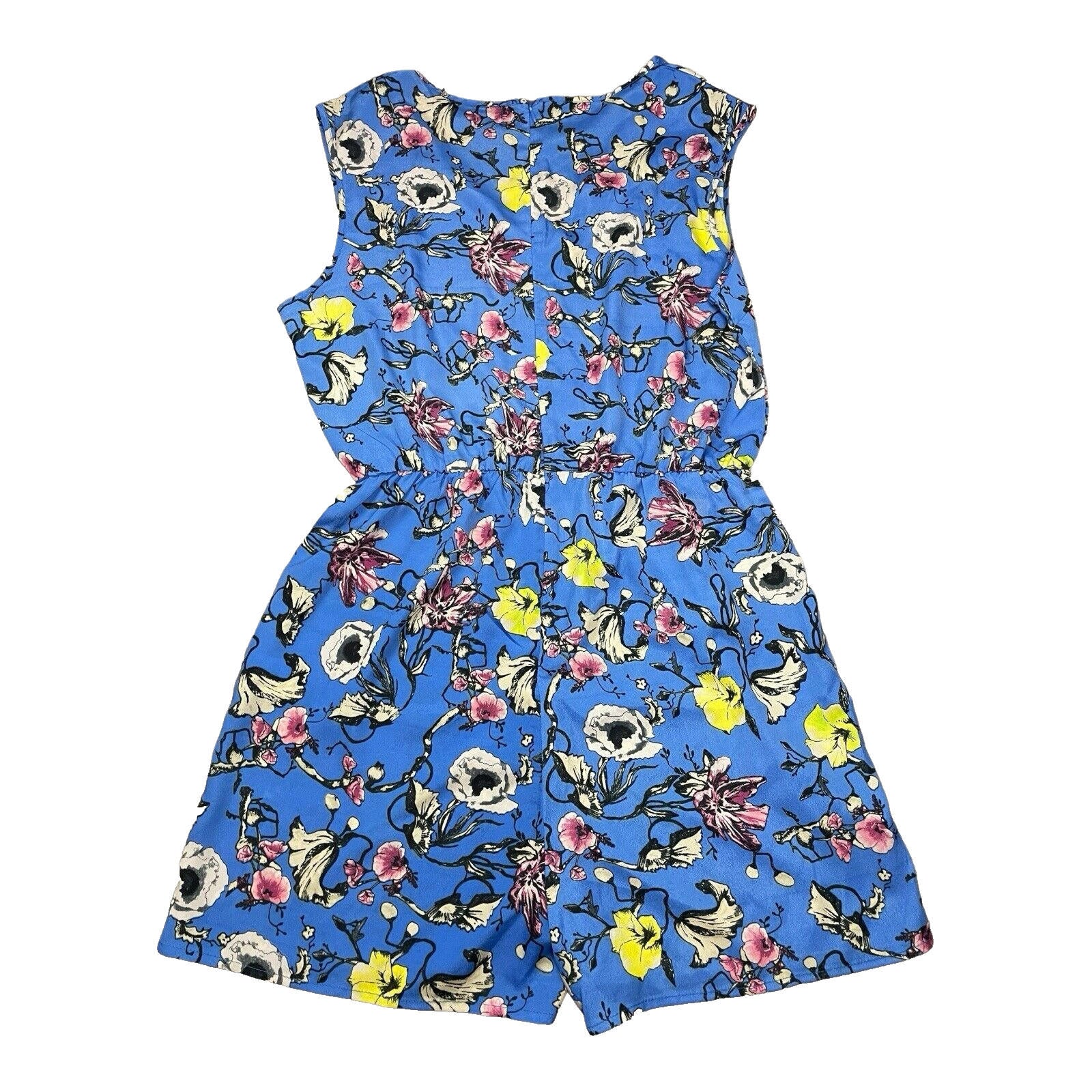 Glamorous Blue Satin Playsuit Floral Print Women’s UK Size 12