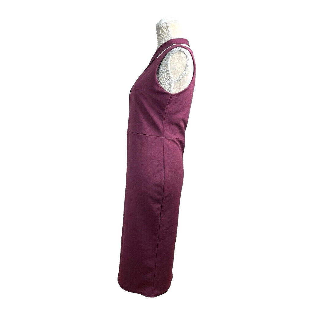 Missguided Burgandy Midi Dress Cross Neck Design Women’s UK Size 12