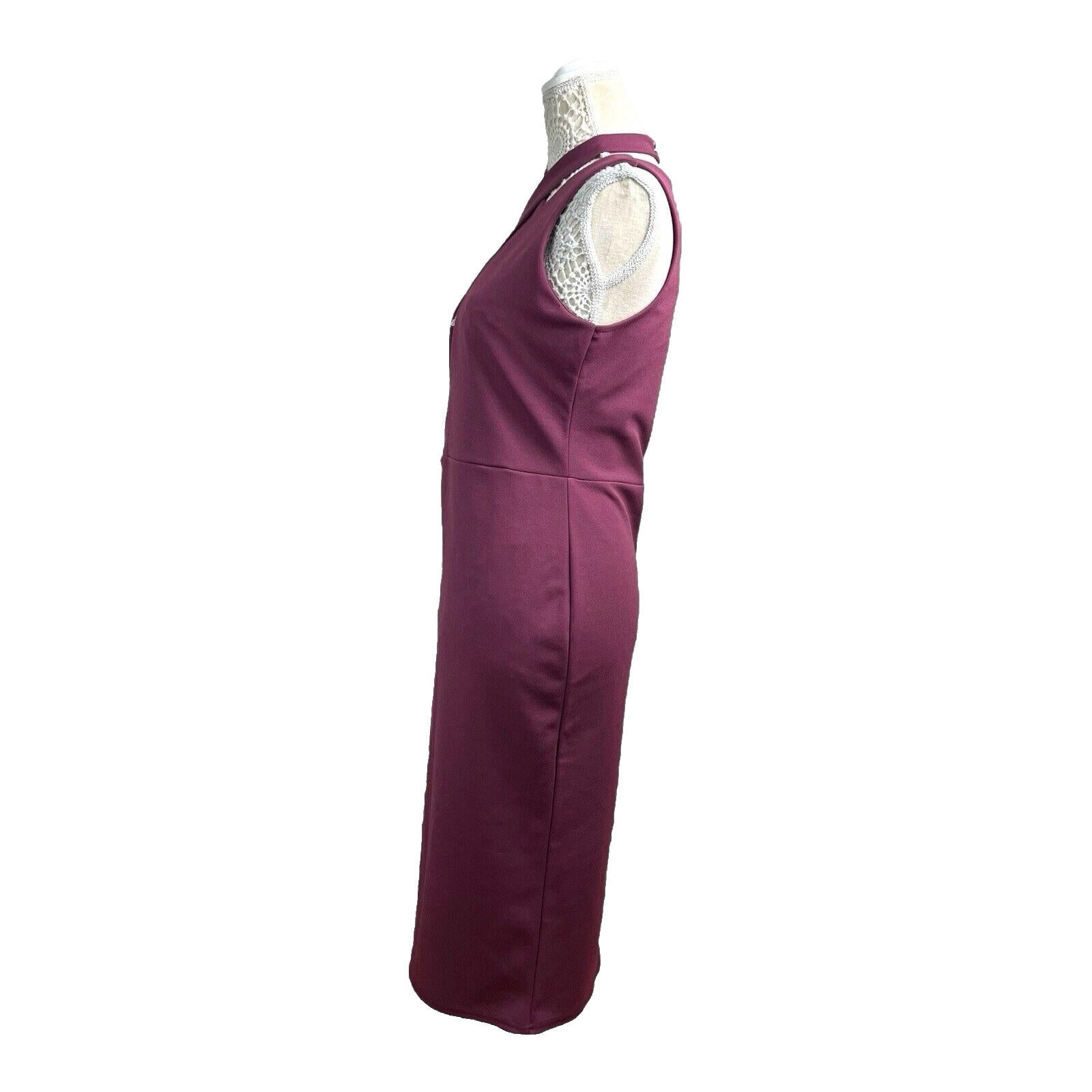Missguided Burgandy Midi Dress Cross Neck Design Women’s UK Size 12