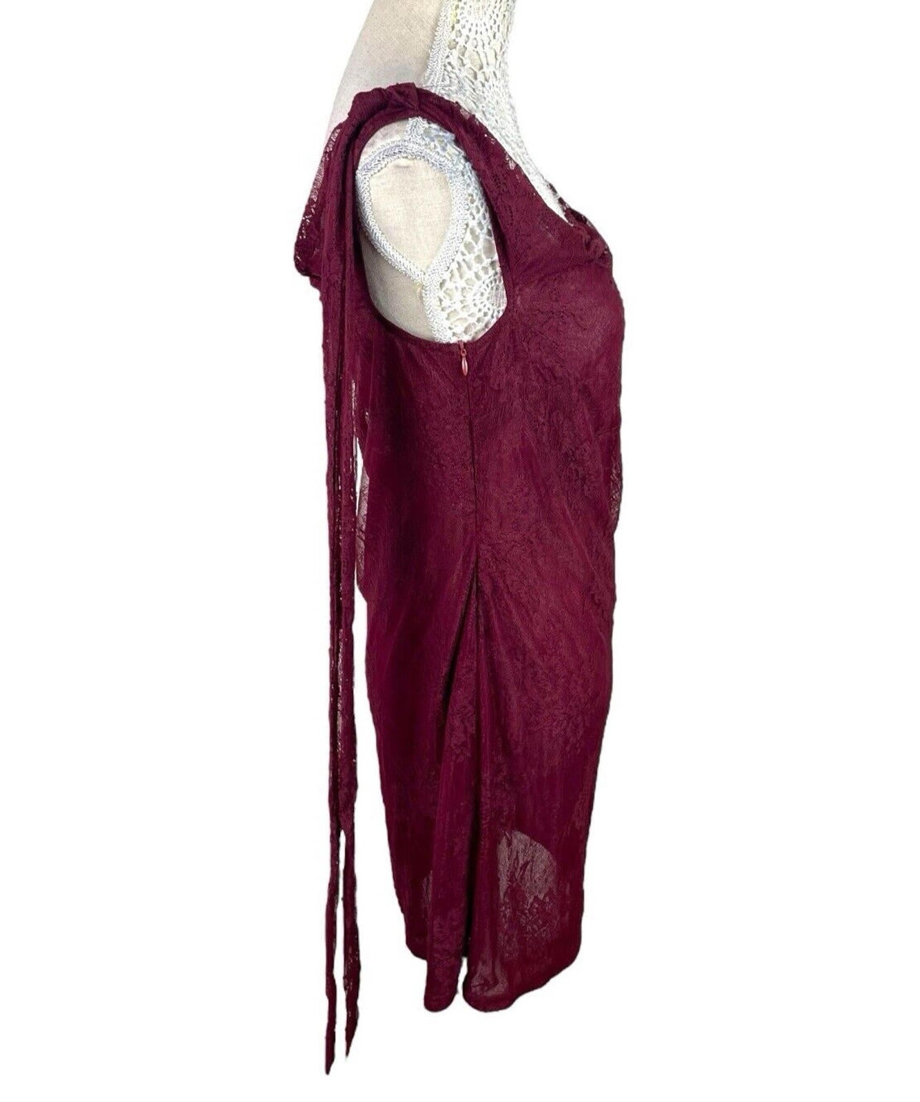 Pretty Little Thing Deep Red Lace Mini Dress Lined Women’s UK Size 16