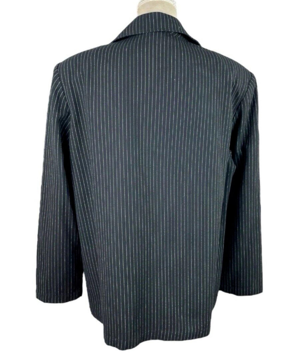 Pretty Little Thing Blazer Jacket Black Stripe Shoulder Pads Women’s UK Size 14