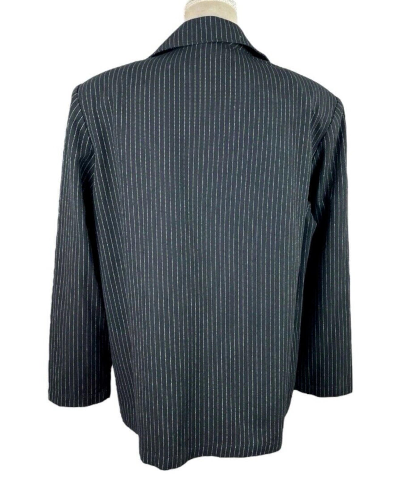 Pretty Little Thing Blazer Jacket Black Stripe Shoulder Pads Women’s UK Size 14
