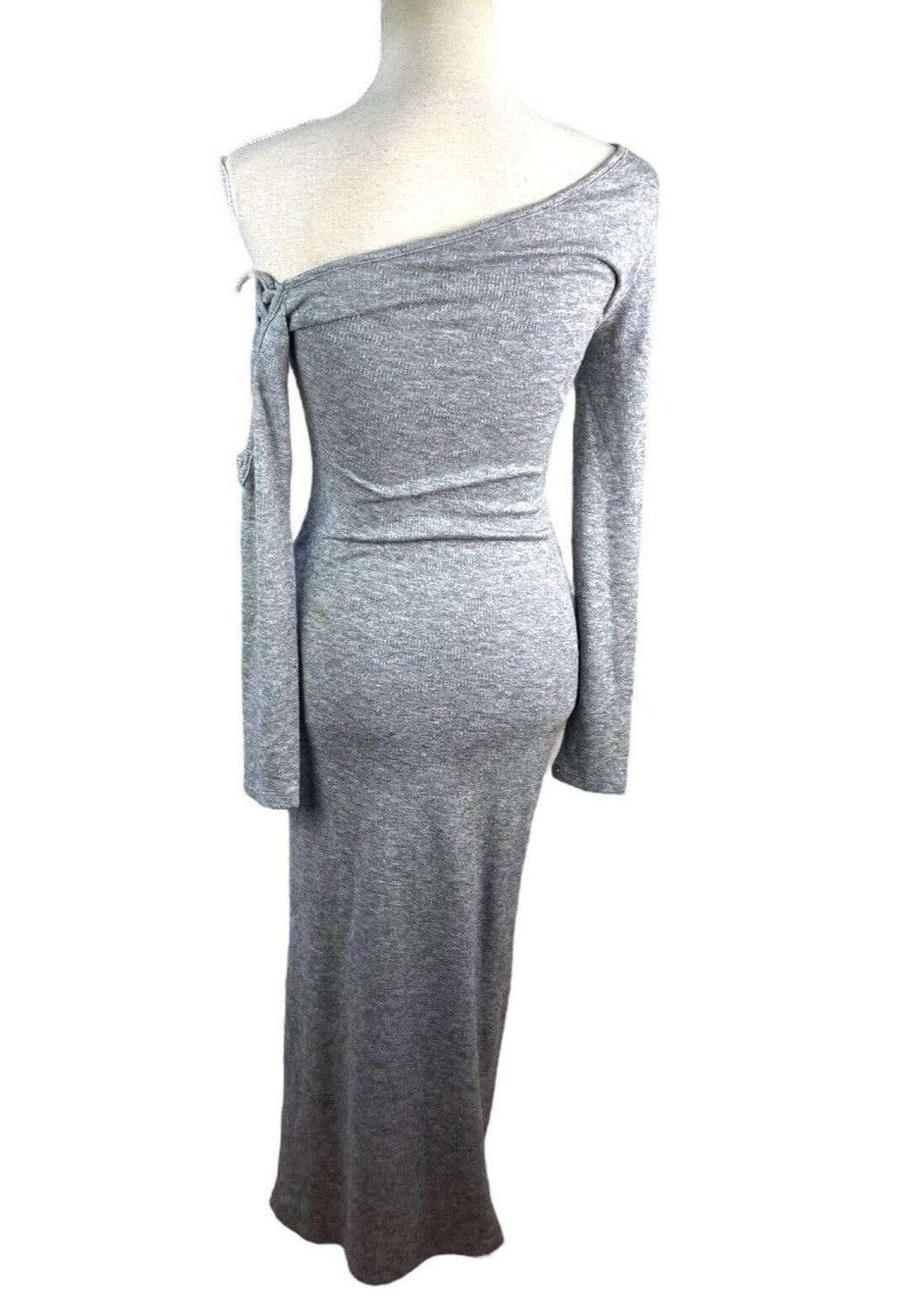 Figa Grey Knit Soft Touch One Shoulder Maxi Dress Women’s UK Size 8