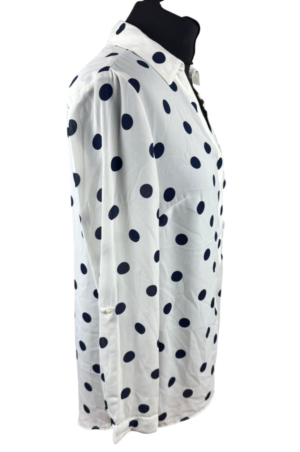 TU Polka Dot Shirt Blouse Women’s UK Size 10 Oversized Chiffon Button Up White