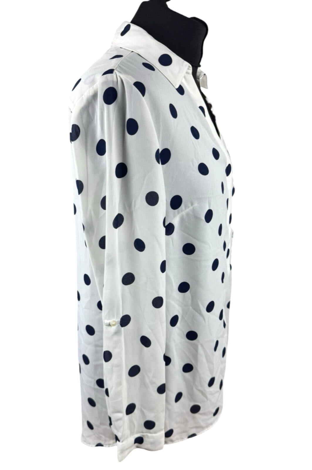 TU Polka Dot Shirt Blouse Women’s UK Size 10 Oversized Chiffon Button Up White