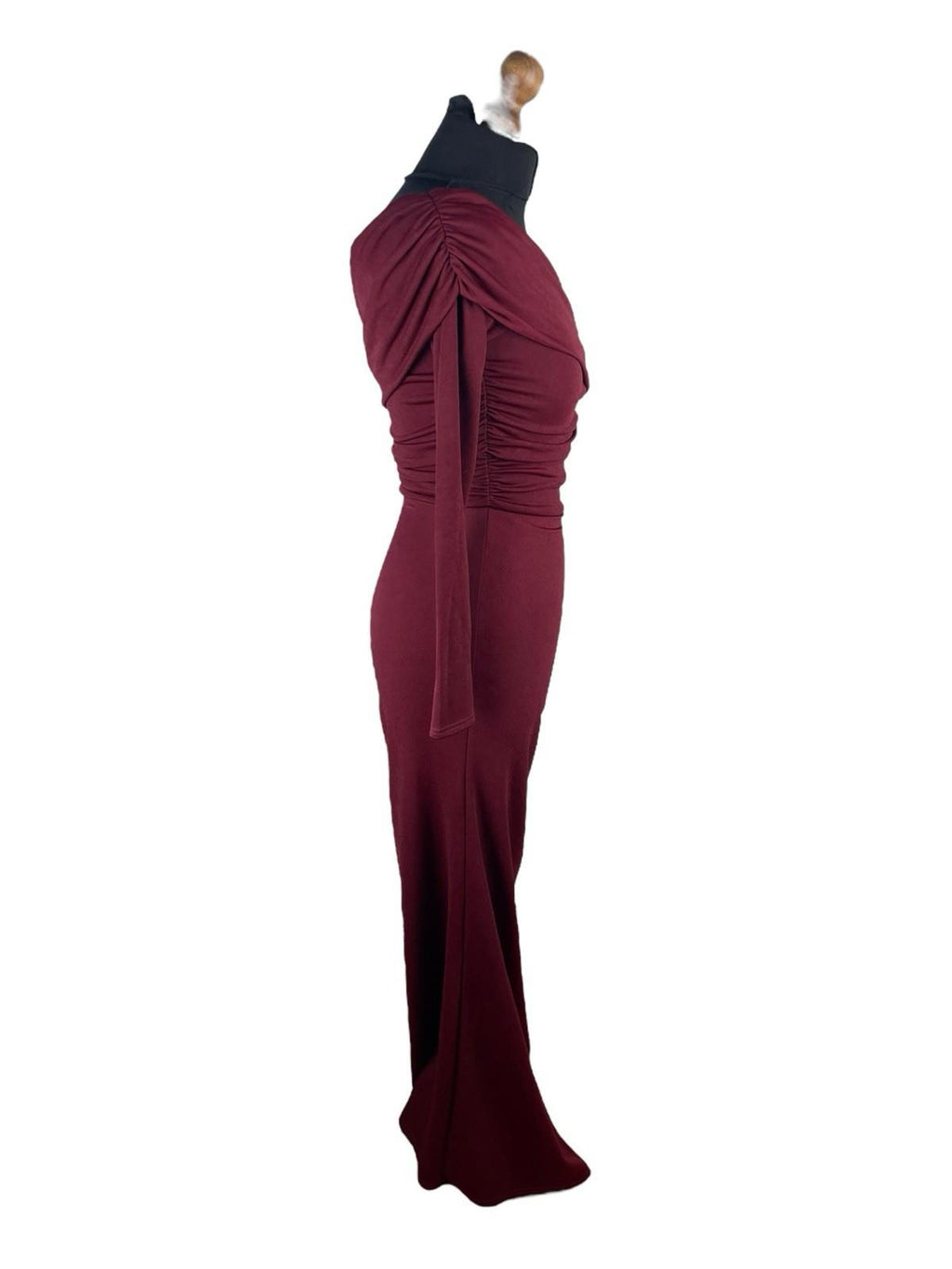 Boohoo Asymmetric-Neck Maxi Dress Women’s UK Size 8 One Shoulder Draped Red