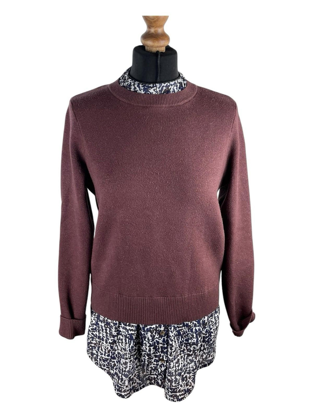Next Mock Shirt Jumper Brown Long Sleeve Women’s UK Size S