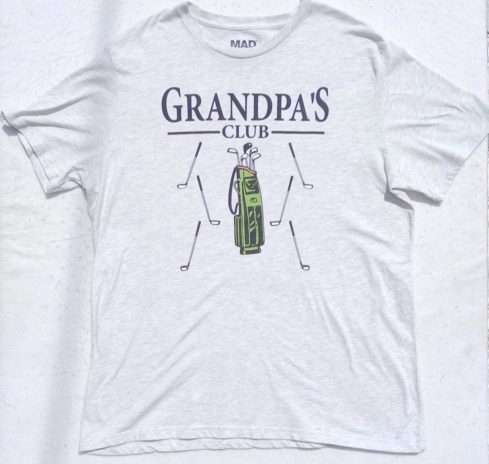 Grandpa's Club Golf Graphic Print T-Shirt Men's UK Size 2XL Grey Crew Neck