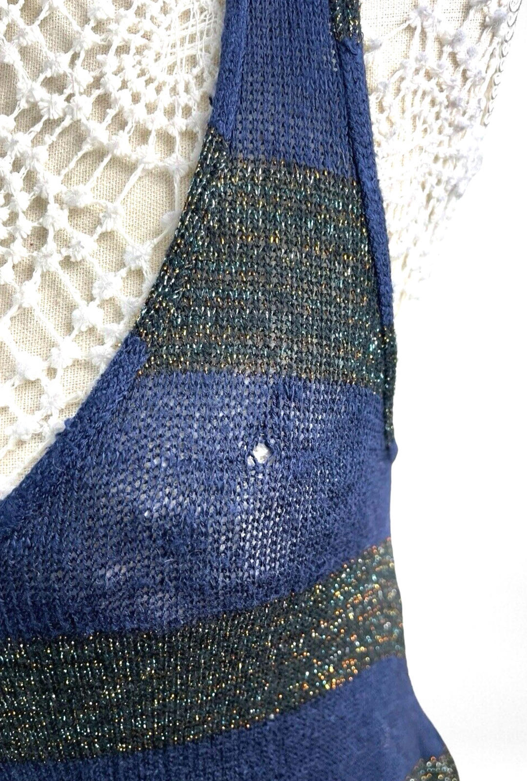 New Look Knitted Tank Top Glitter Stripe Detail Women’s UK Size 8