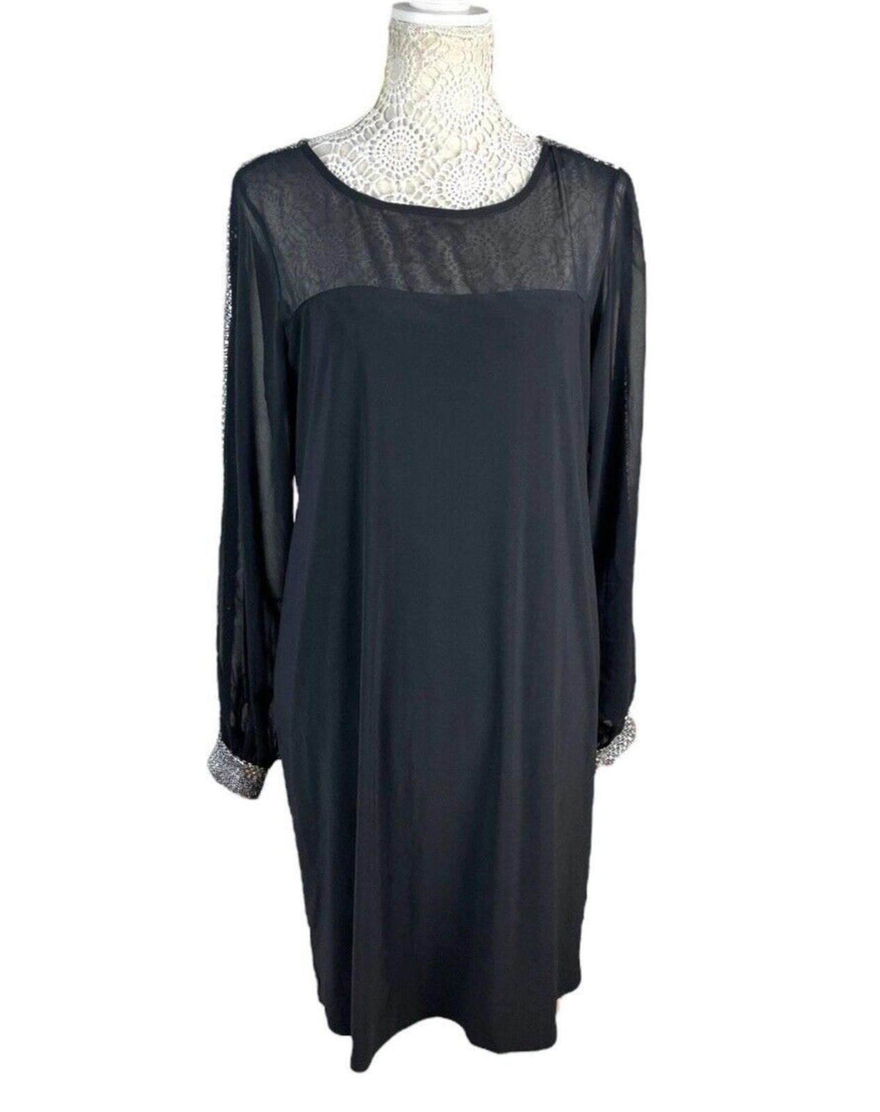 Roman Black Dress Silver Embellishment Midi Women’s UK Size 16