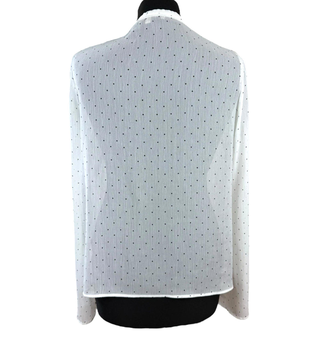 Limited Edition White Chiffon Blouse Polka Dot Tie Neck Women’s UK Size 12