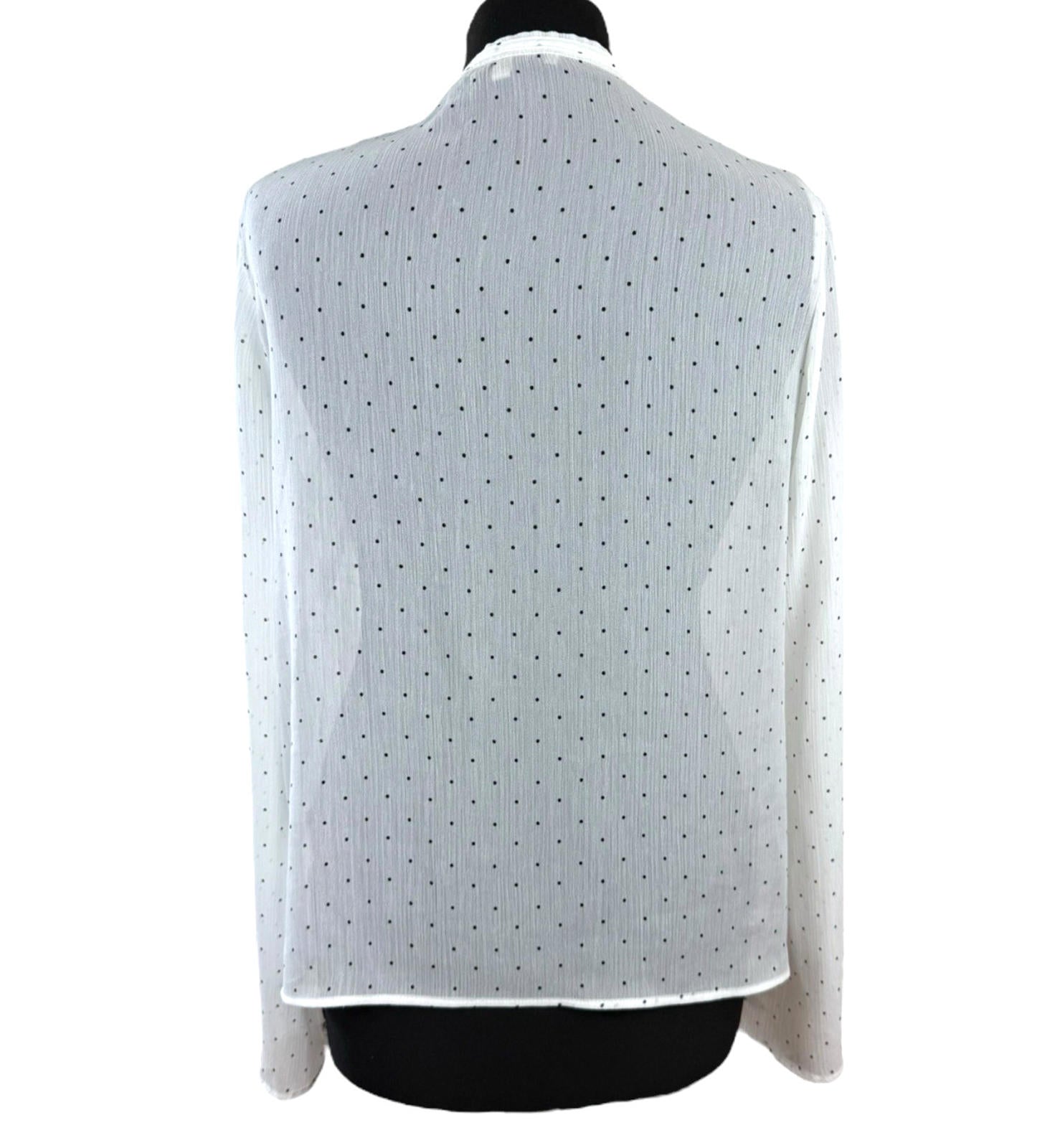 Limited Edition White Chiffon Blouse Polka Dot Tie Neck Women’s UK Size 12