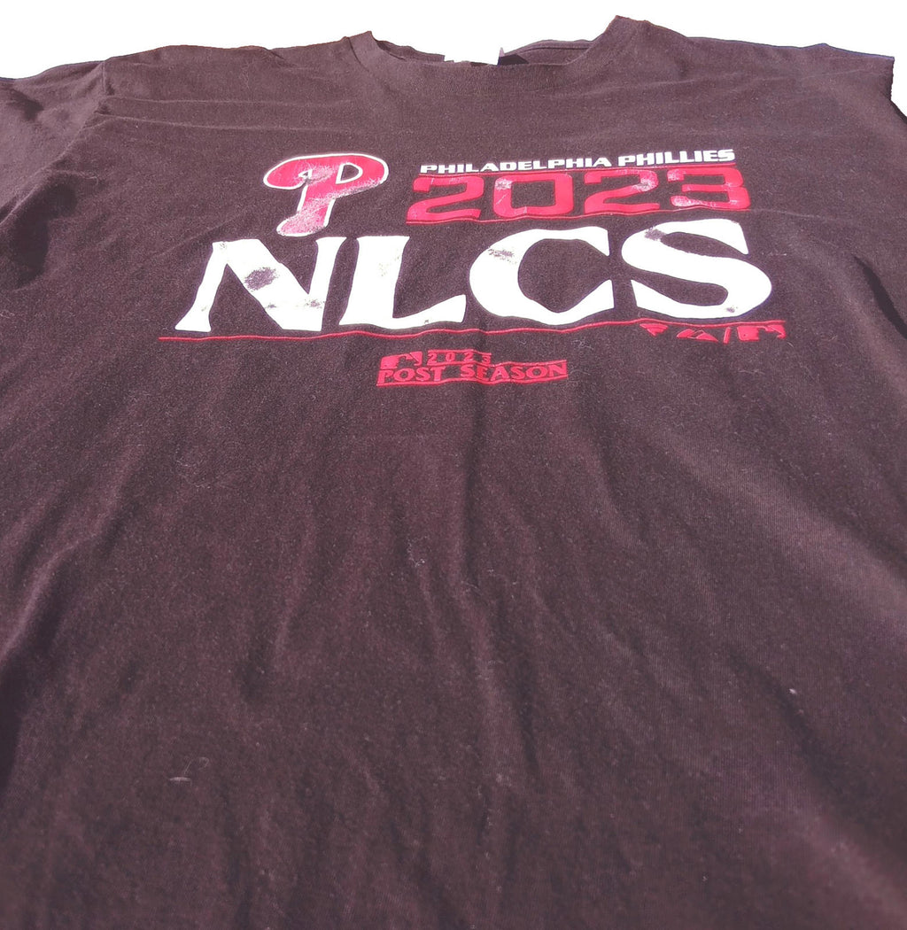 Philadelphia Phillies Graphic Print T-Shirt Men's UK Size XL Black Baseball Tee