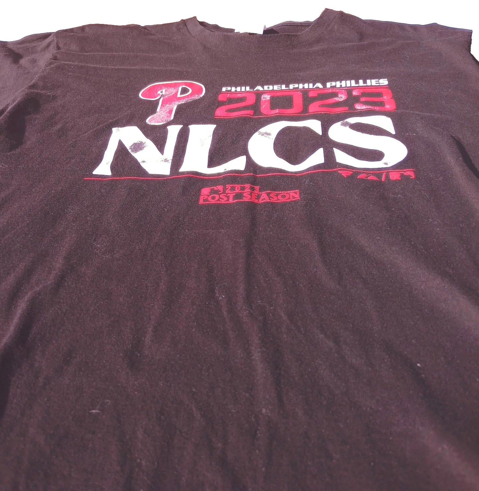Philadelphia Phillies Graphic Print T-Shirt Men's UK Size XL Black Baseball Tee