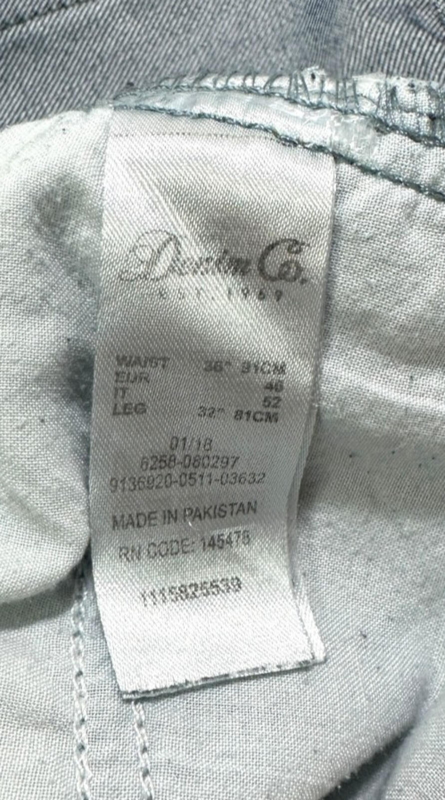 Denim Co Jeans Men's UK Size 36W 32L Blue Straight Zip Front 5 Pocket