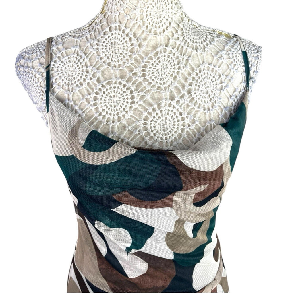 Pretty Little Thing Swirl Print Midi Dress Women’s UK Size 10 Abstract Camisole
