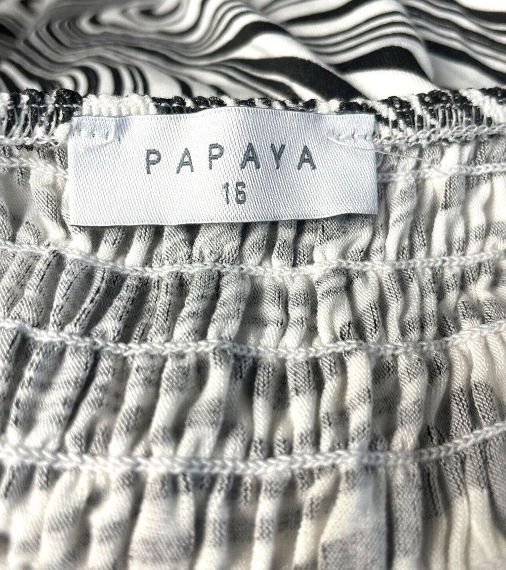 Papaya Maxi Dress Women’s UK Size 16 Black & White Tie Shoulder Abstract Swirl