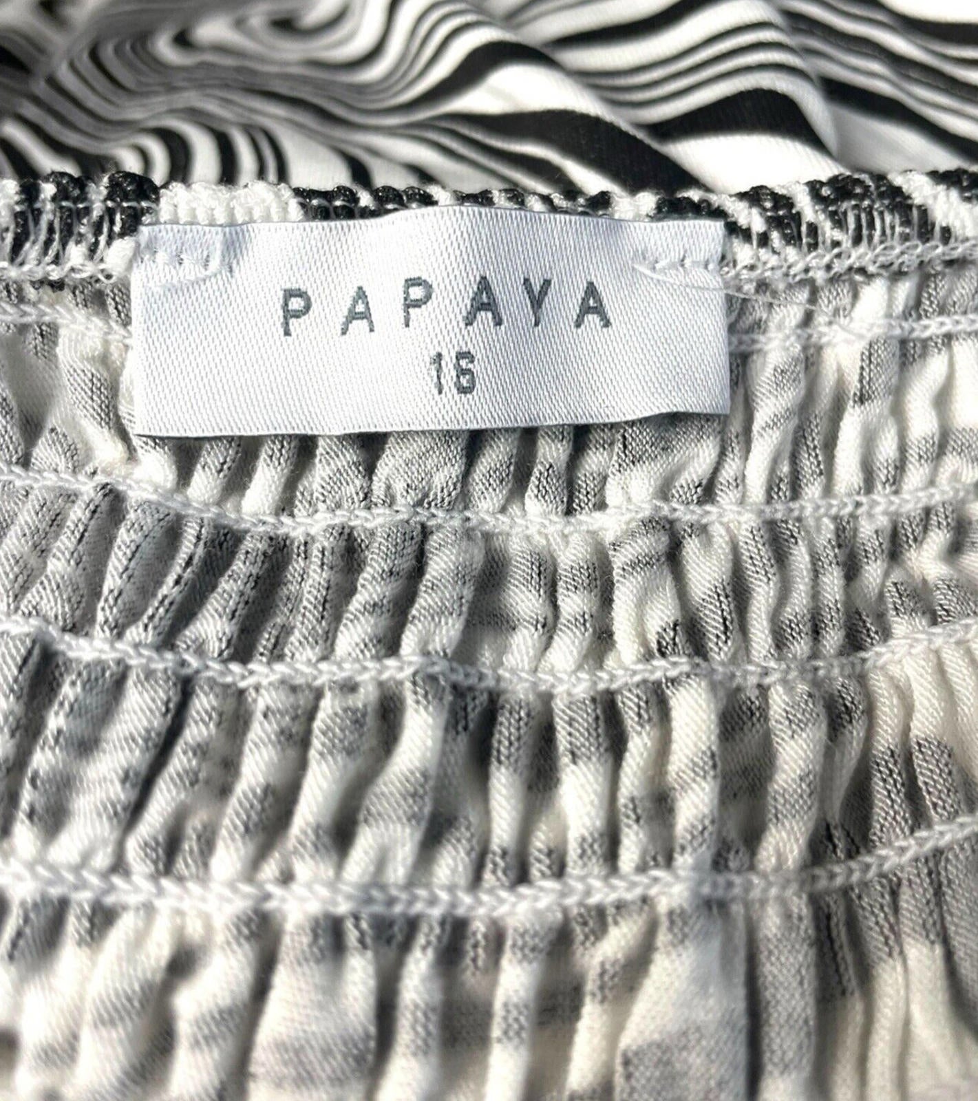 Papaya Maxi Dress Women’s UK Size 16 Black & White Tie Shoulder Abstract Swirl