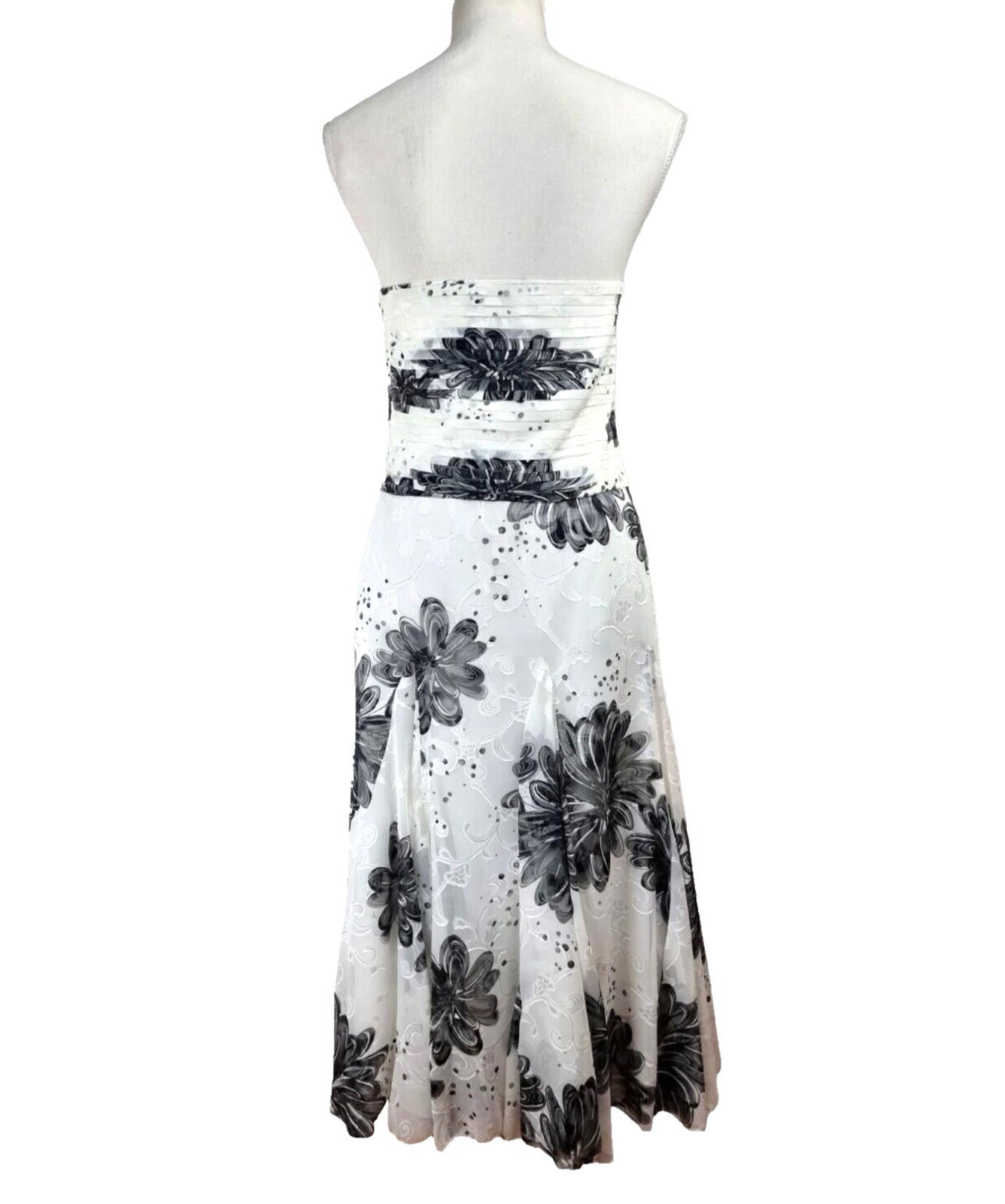 SF Collection Cocktail Dress Women's UK Size 12 Floral Chiffon Satin Layered