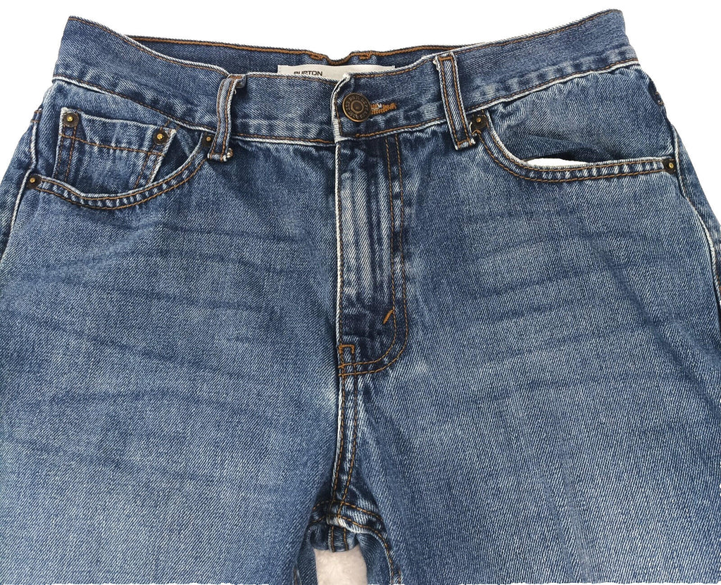 Burton Jeans Men's UK Size W30 L32 Blue Denim 5 Pocket Straight 100% Cotton