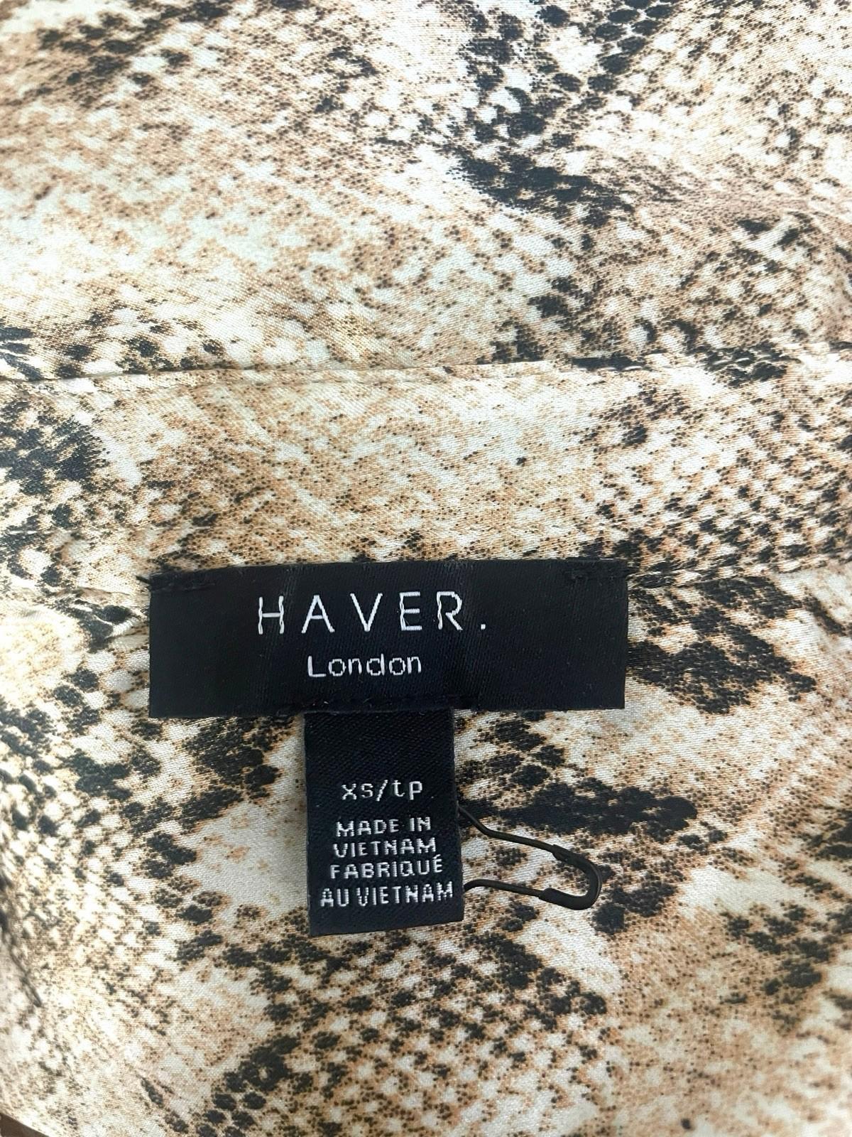 Haver London Satin Shirt Blouse Women’s UK Size 8 Snake Print Long Sleeved