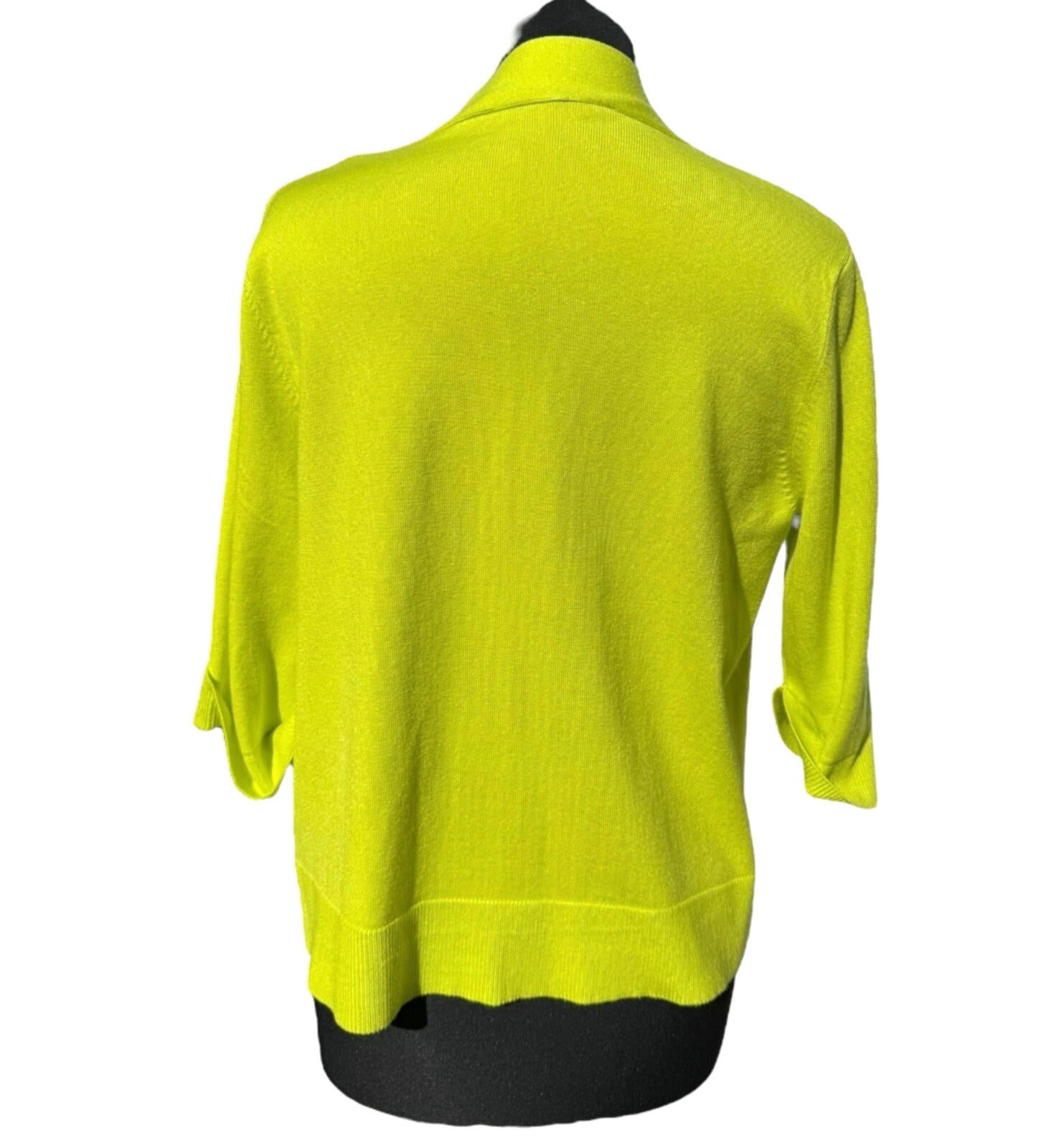 TRU Collection Neon Yellow Cardigan Open Front Women’s UK Size L