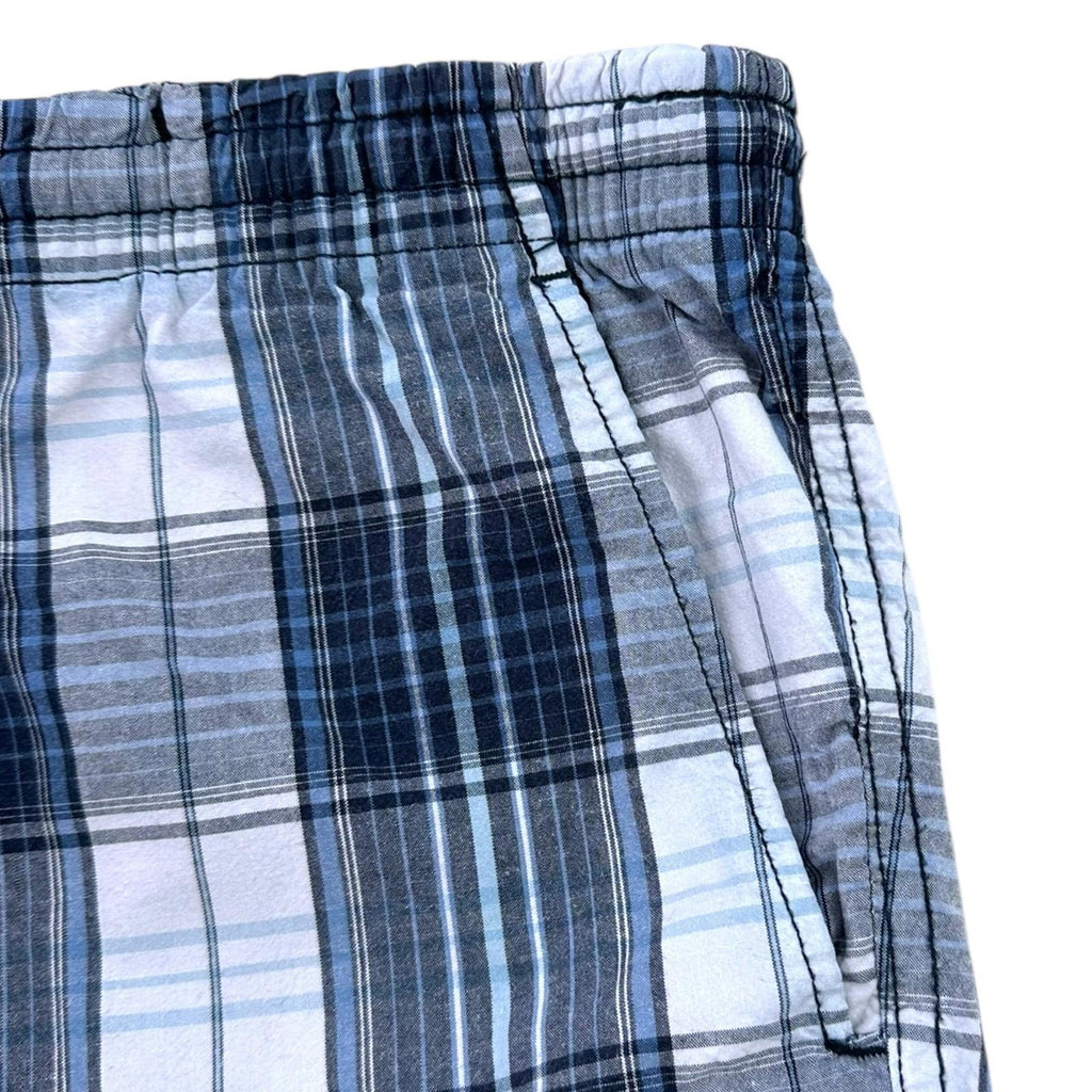 W&B Shorts Men's UK Size 46" W Blue & White Check Casual Wear Drawstring Pockets