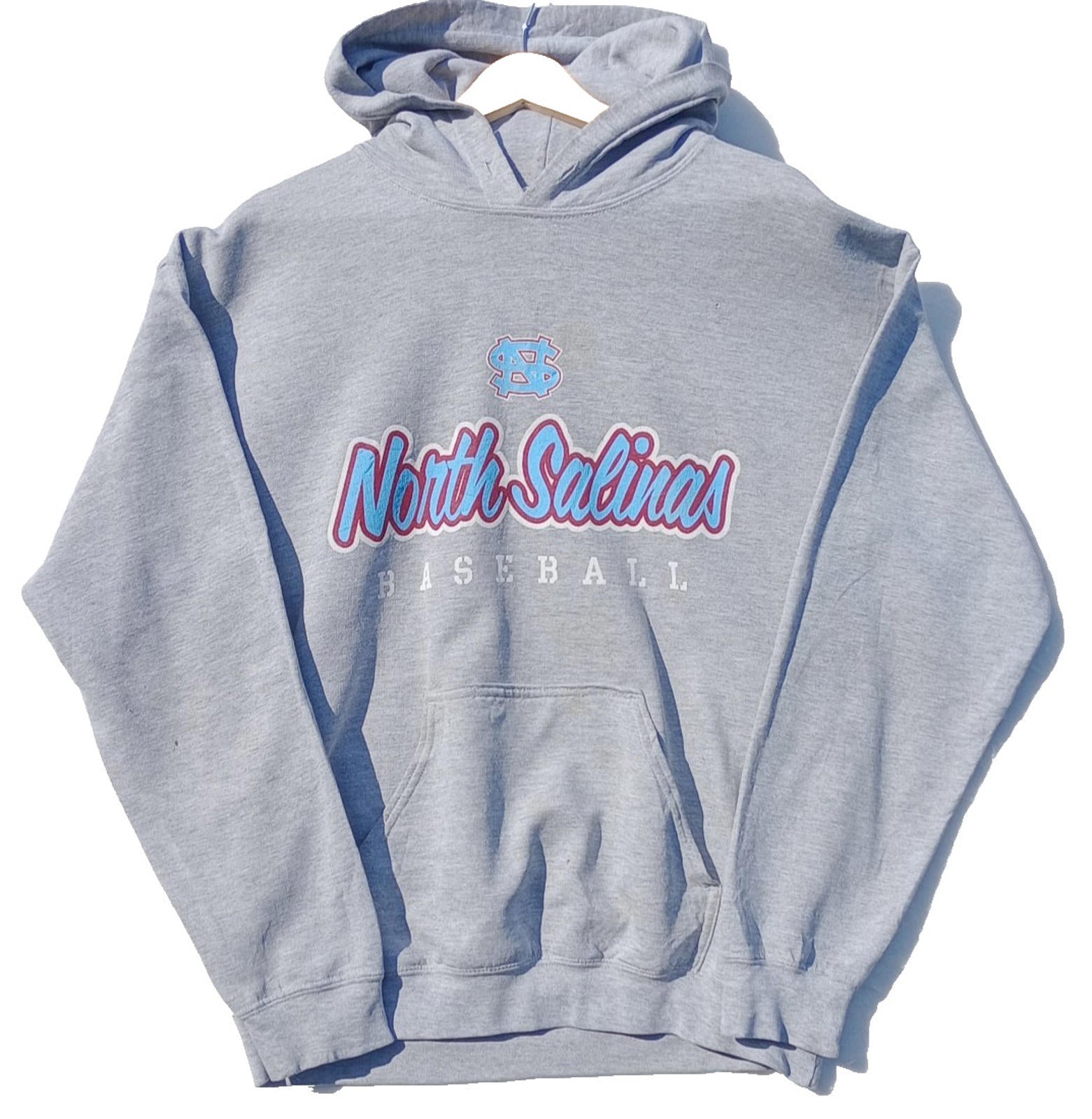 USA High School Baseball Hoodie Men's UK Size M Grey Jersey Hooded Pockets