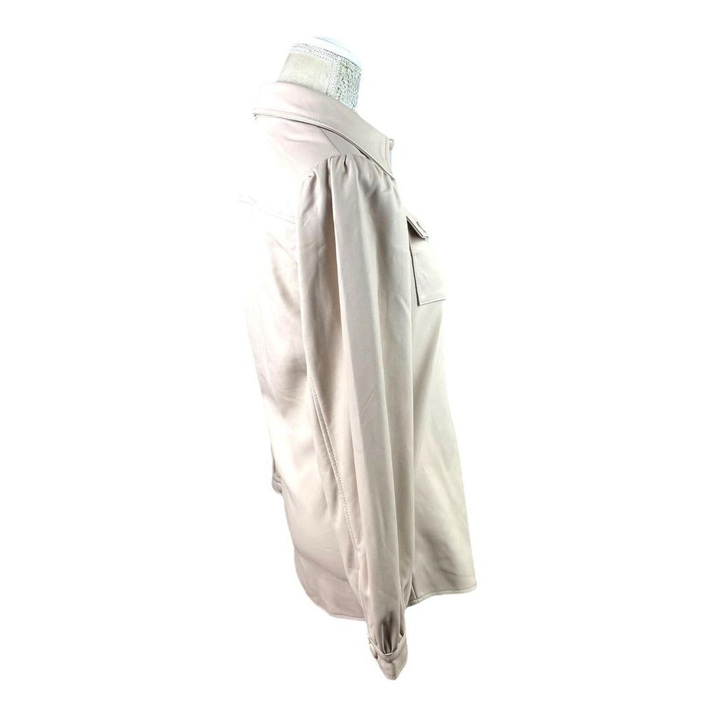 Miss Selfridge Beige Faux Leather Shirt Collared Women’s UK Size 8