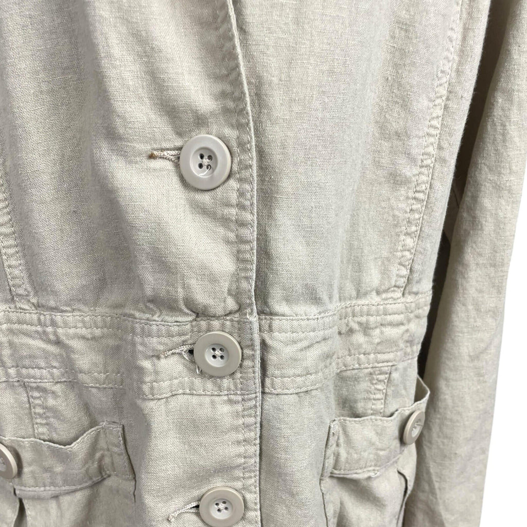 Debenhams Linen Jacket Women’s UK Size 18 Collared Pockets Beige Lightweight