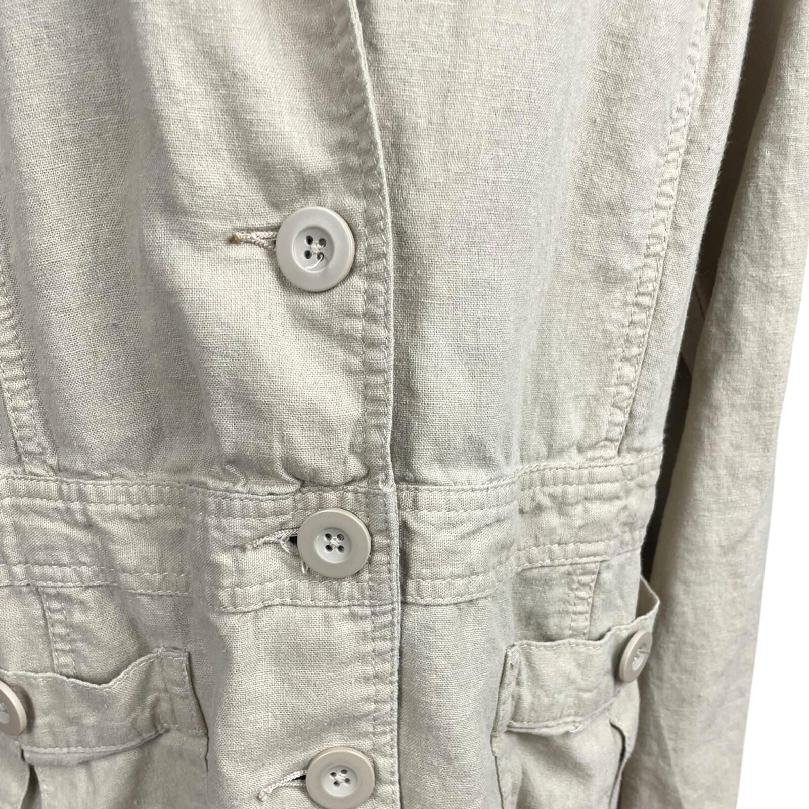 Debenhams Linen Jacket Women’s UK Size 18 Collared Pockets Beige Lightweight