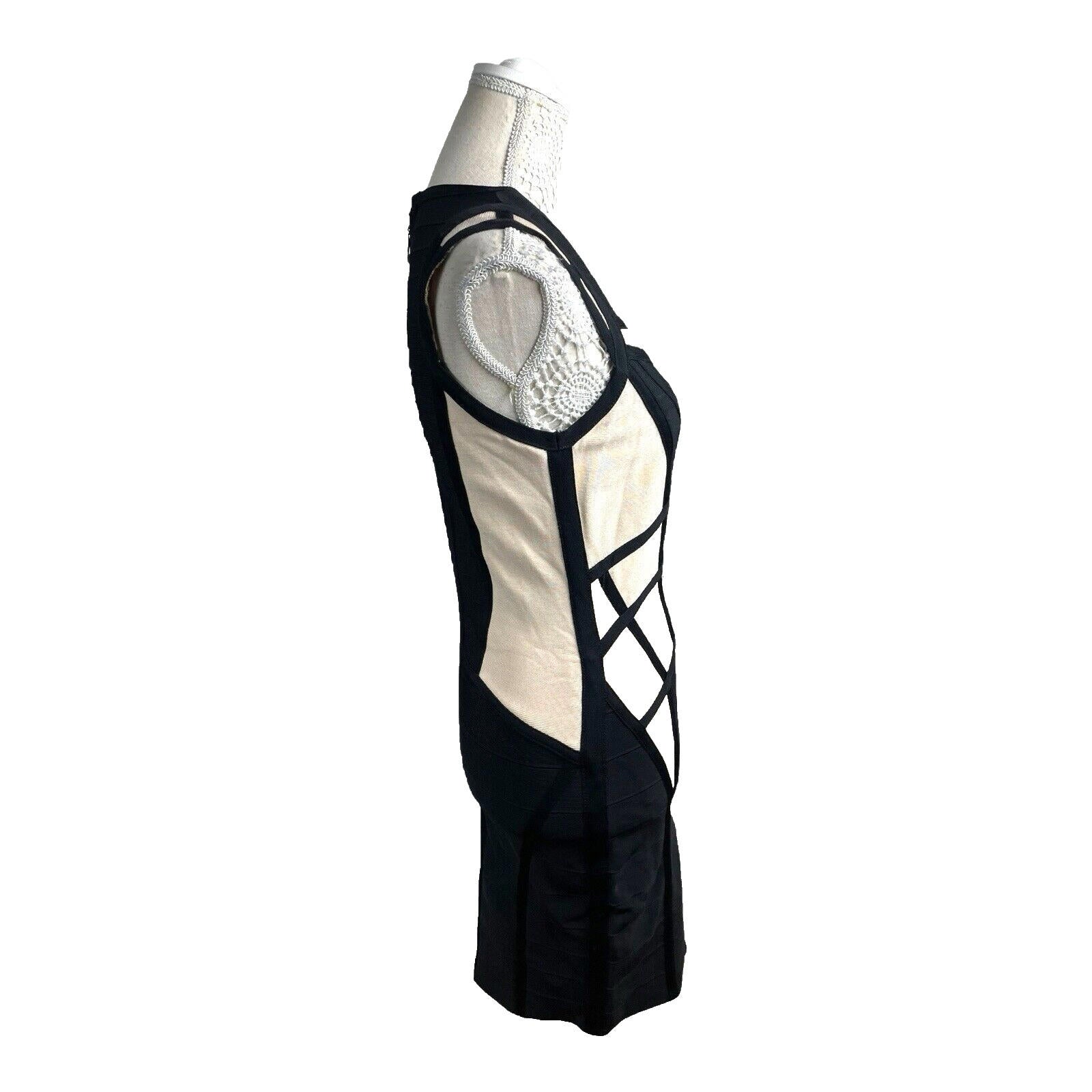 River Island Black & Cream Panel Dress Bodycon Midi Women’s UK Size 12