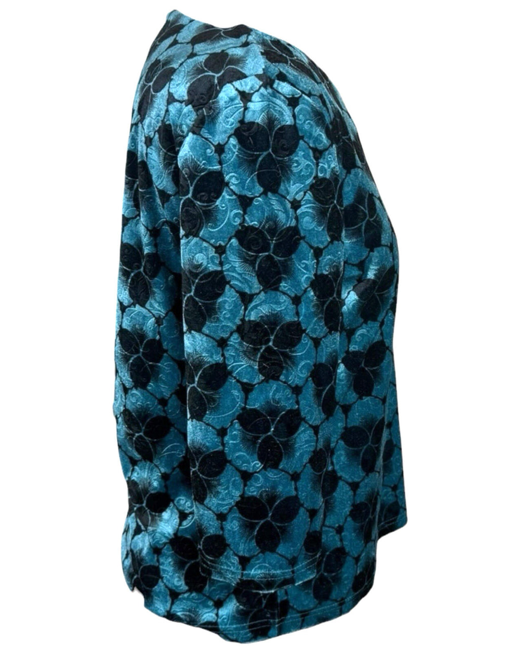 Honor Milburn Velour Top Women’s UK Size 12 Floral Velour Blue Black