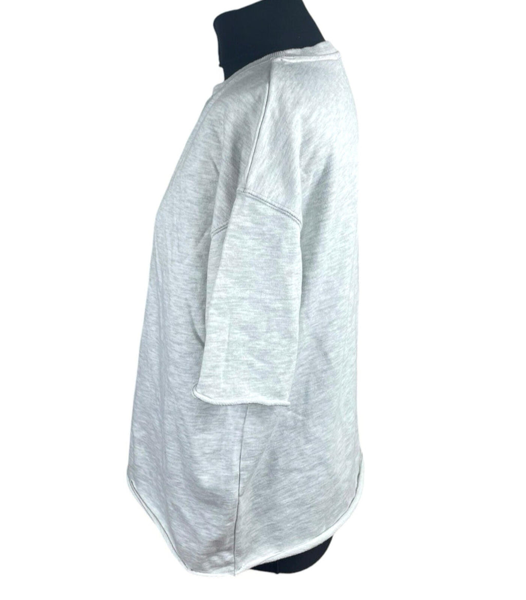 Zara Jersey T-Shirt Top Women’s UK Size S Oversized Light Grey Crew Neck