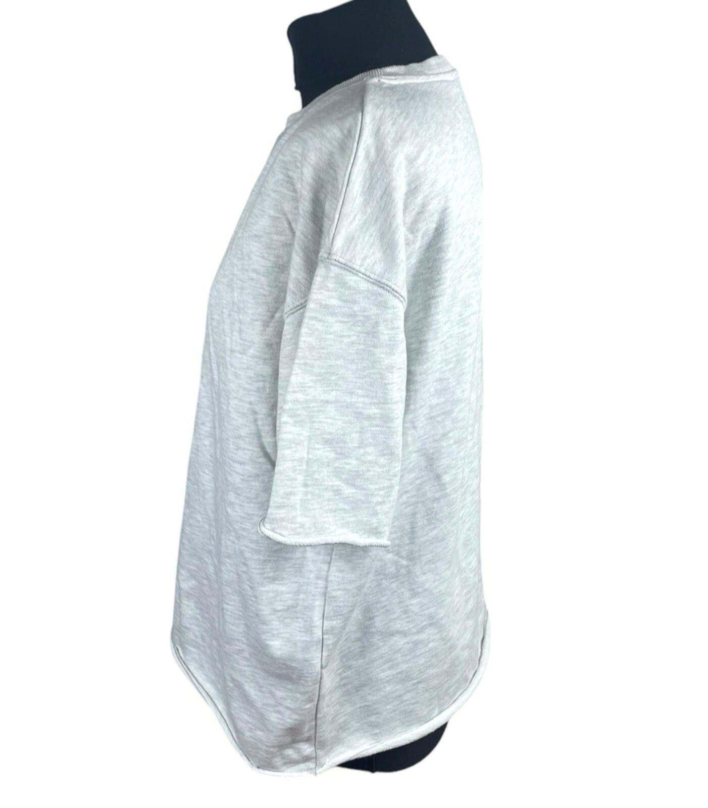 Zara Jersey T-Shirt Top Women’s UK Size S Oversized Light Grey Crew Neck