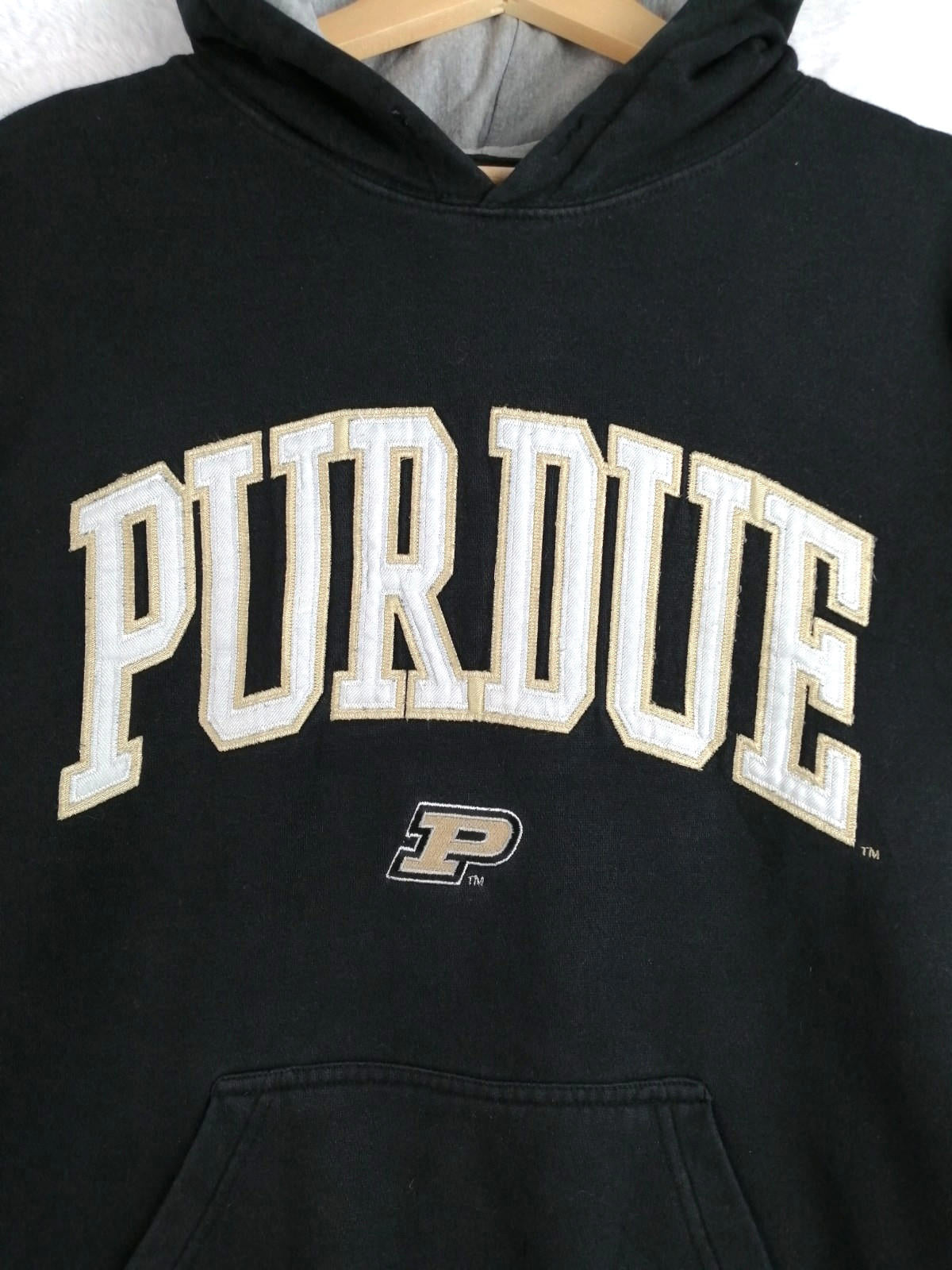 PURDUE Colour Block Hoodie Men's Size M Black Grey Jersey Hooded Pockets Sports