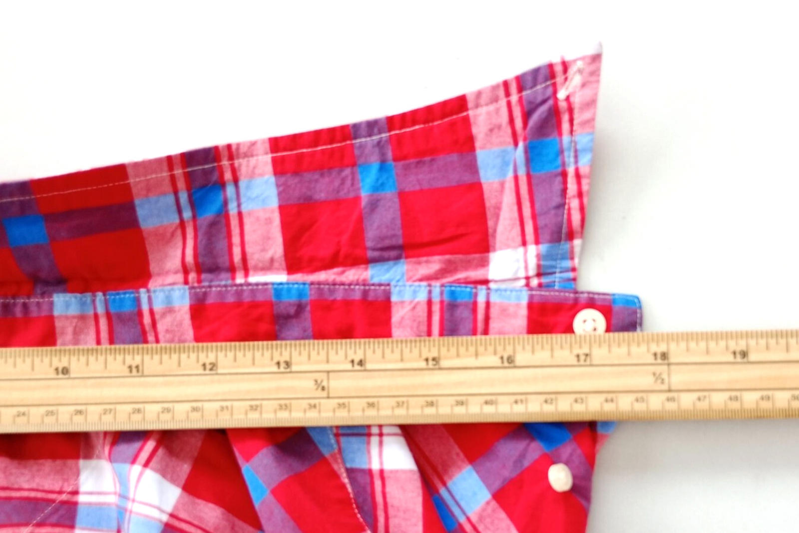 Tommy Hilfiger Shirt Men's UK Size L Red Check Short Sleeve Pockets 100% Cotton