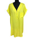 Peacocks T-Shirt Blouse Top Women's UK Size 22 Zip Rayon Front Pocket Yellow