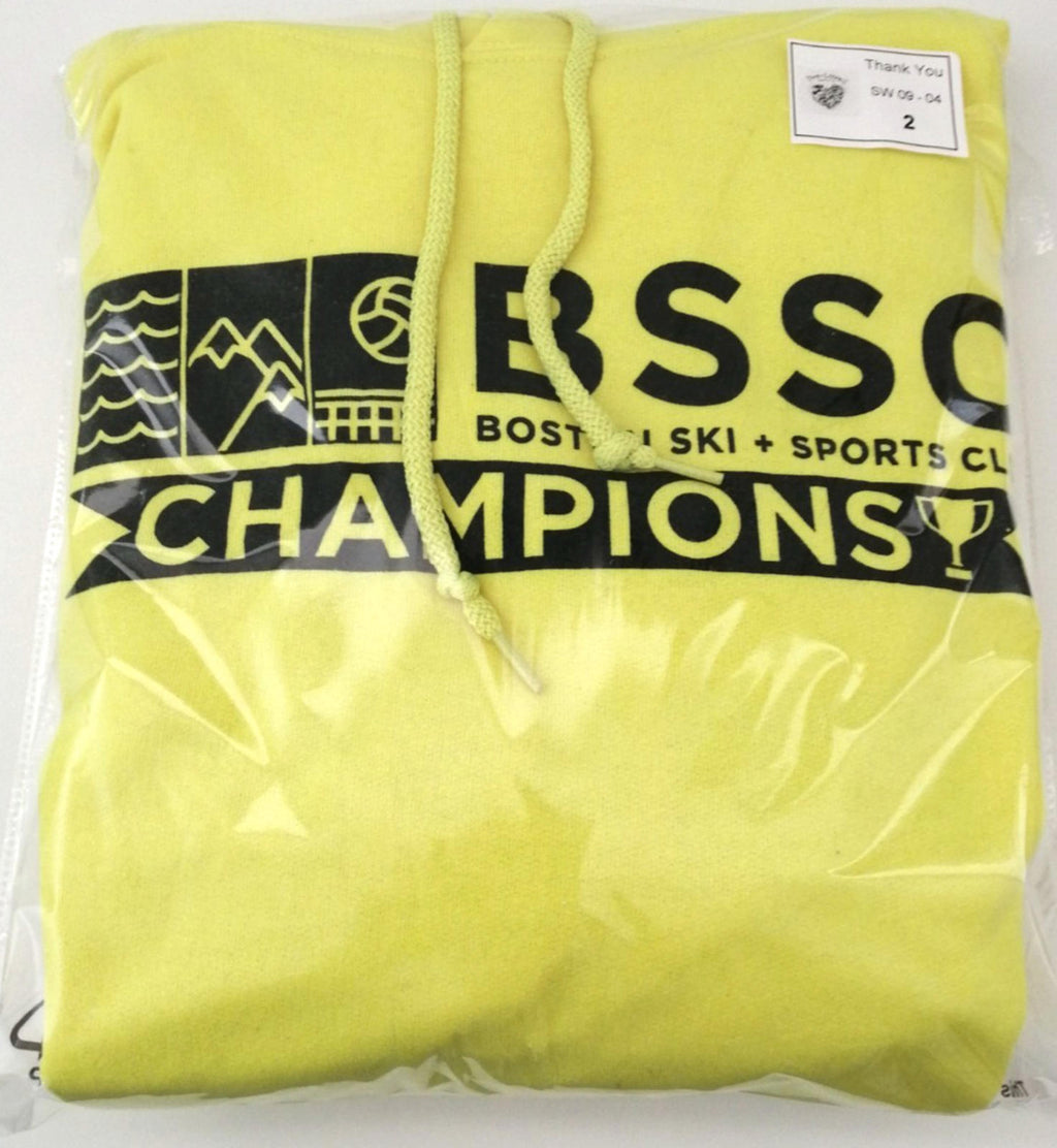 Boston BSSC Champions Hoodie Men's Size M Yellow Jersey Hooded Pockets Sports