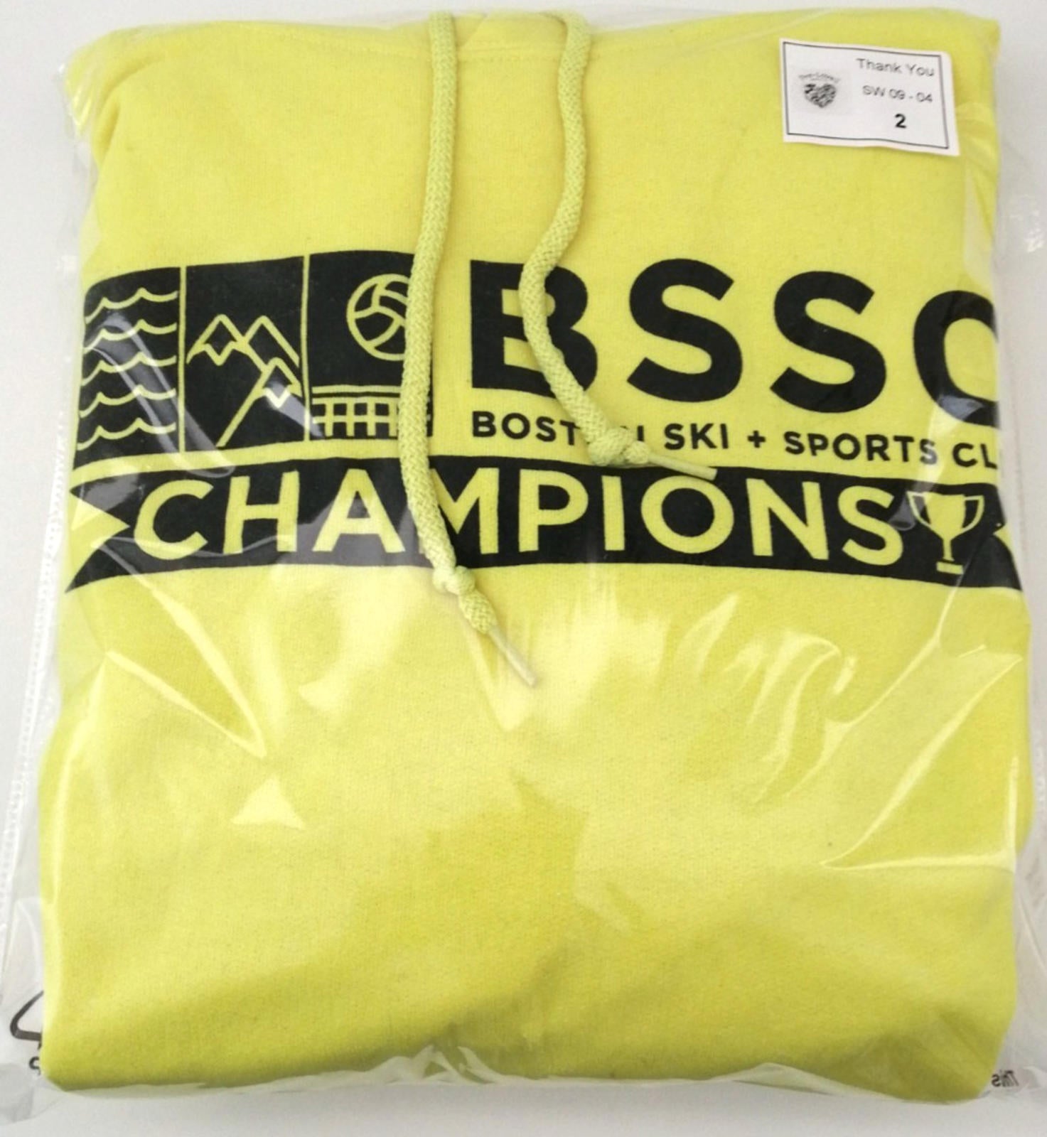 Boston BSSC Champions Hoodie Men's Size M Yellow Jersey Hooded Pockets Sports