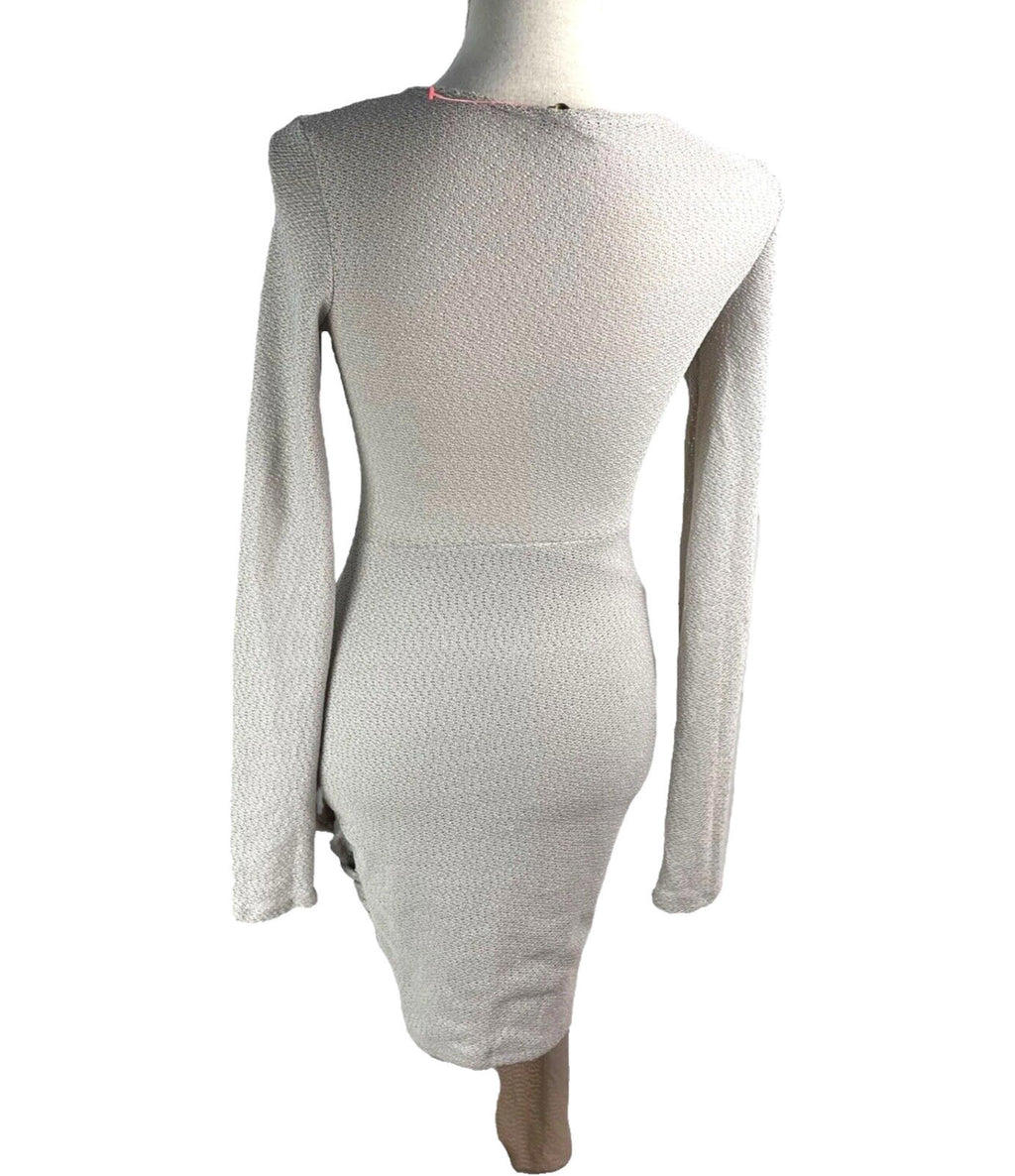Grey Knit Wrap Fitted Dress Mini Women’s UK Size 8
