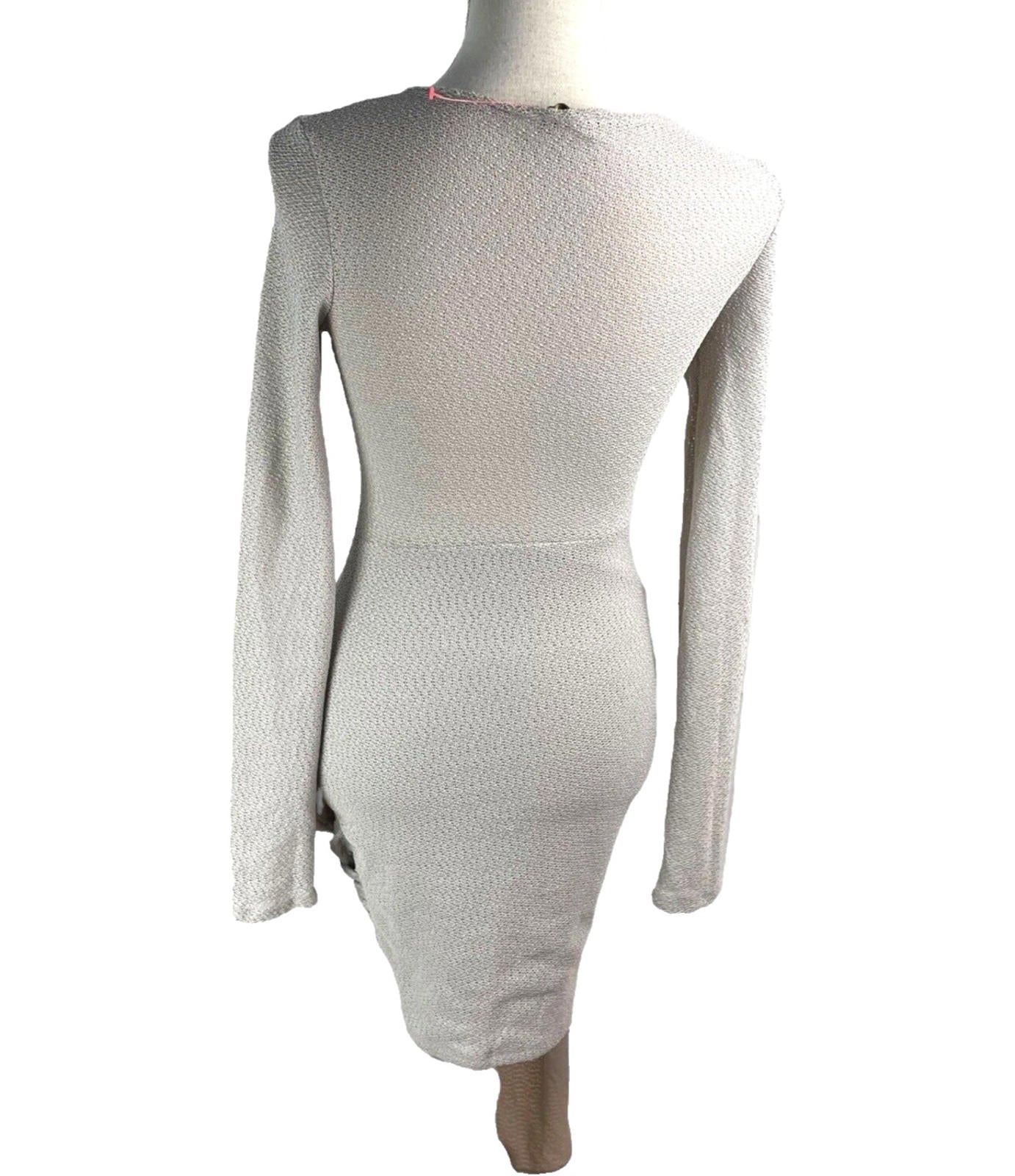 Grey Knit Wrap Fitted Dress Mini Women’s UK Size 8