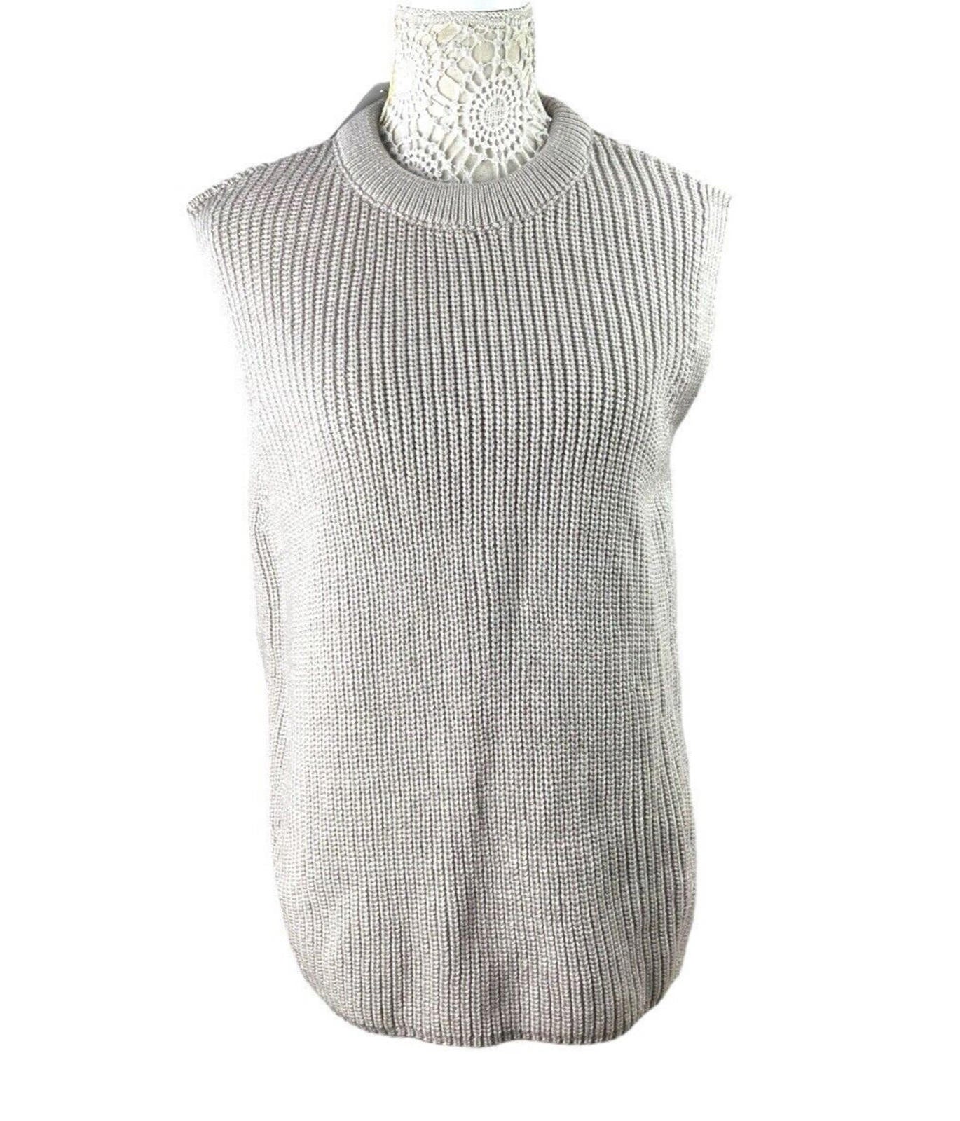 New Look Greige Knit Vest Top Tapard Jumper Relaxed Fit Women’s UK Size S