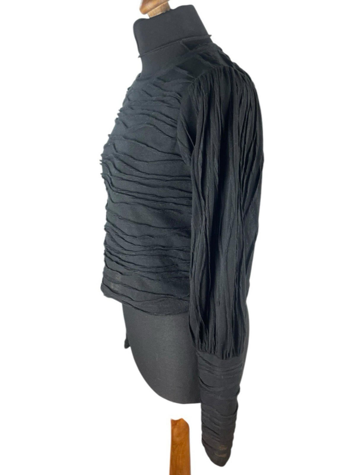 Vero Moda Black Textured Crop Top Long Sleeve Women’s UK Size M