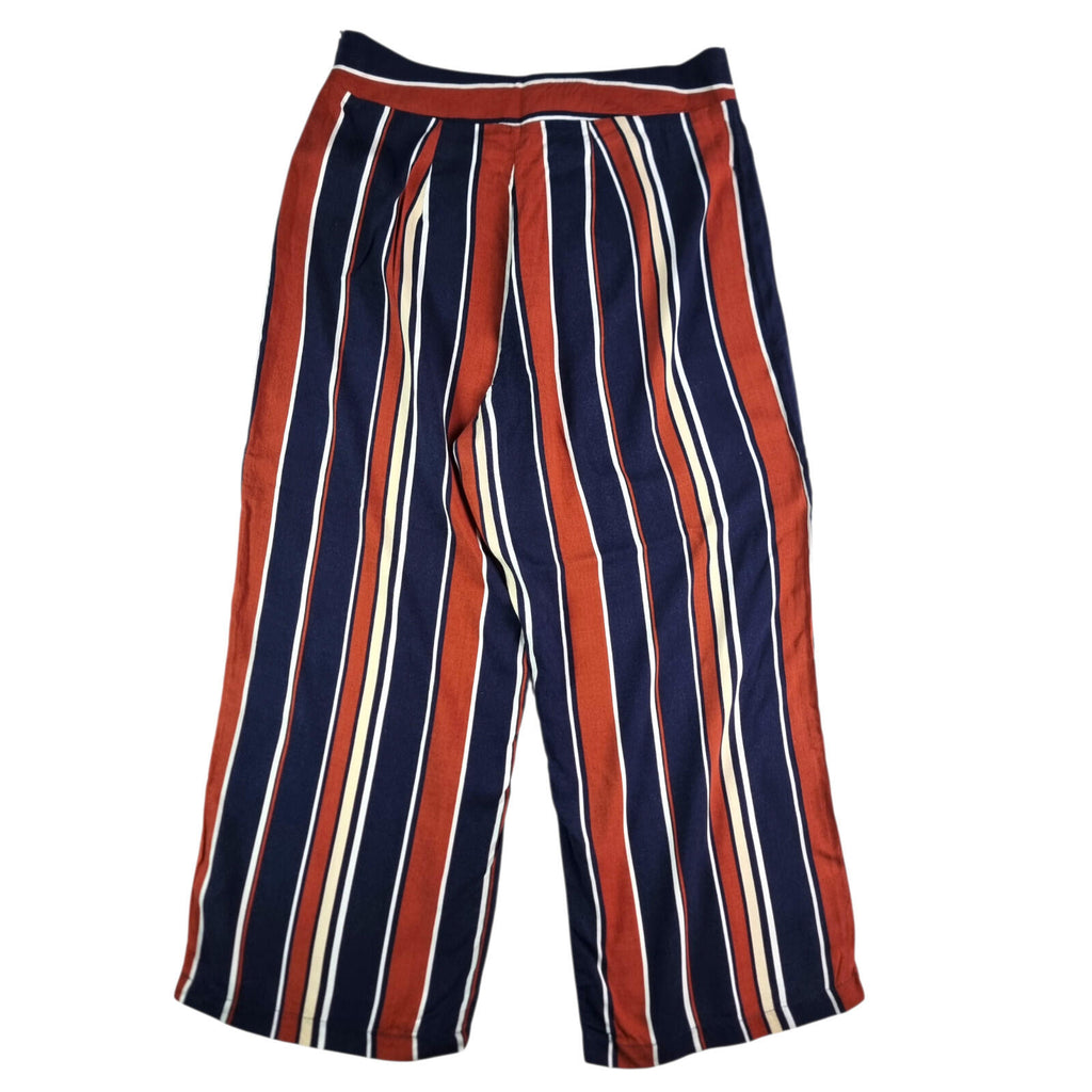 Red Herring Wide Leg Capri Trousers Women's UK Size 12 Striped High Waisted