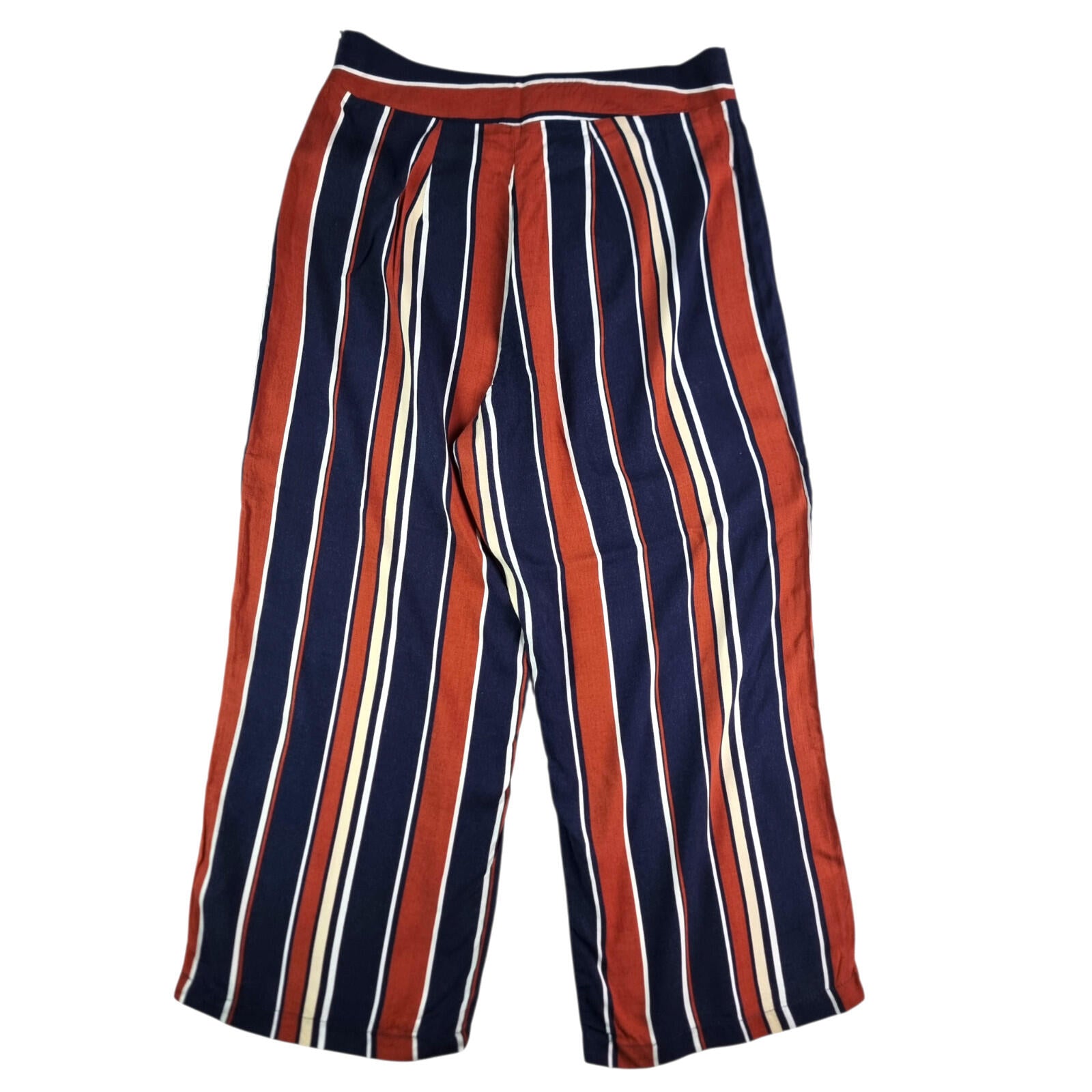 Red Herring Wide Leg Capri Trousers Women's UK Size 12 Striped High Waisted