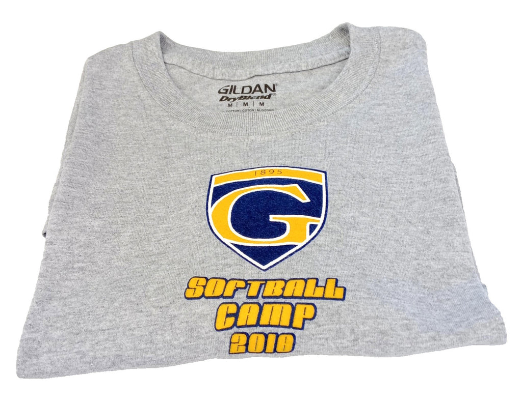 Softball Camp Graphic Print T-Shirt Men's UK Size M Grey Crew Neck Cotton Mix